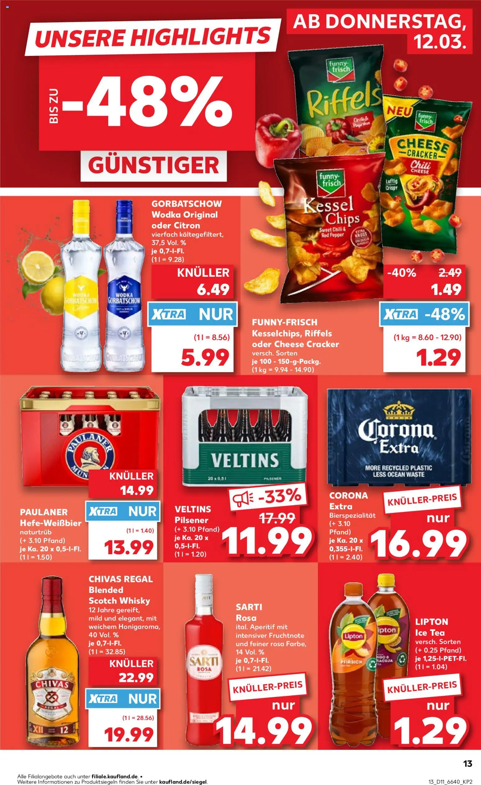 Kaufland Německo leták od 12.03.2026 | Strana: 13 | Produkty: Paprika, Citron, Ice tea, Regál