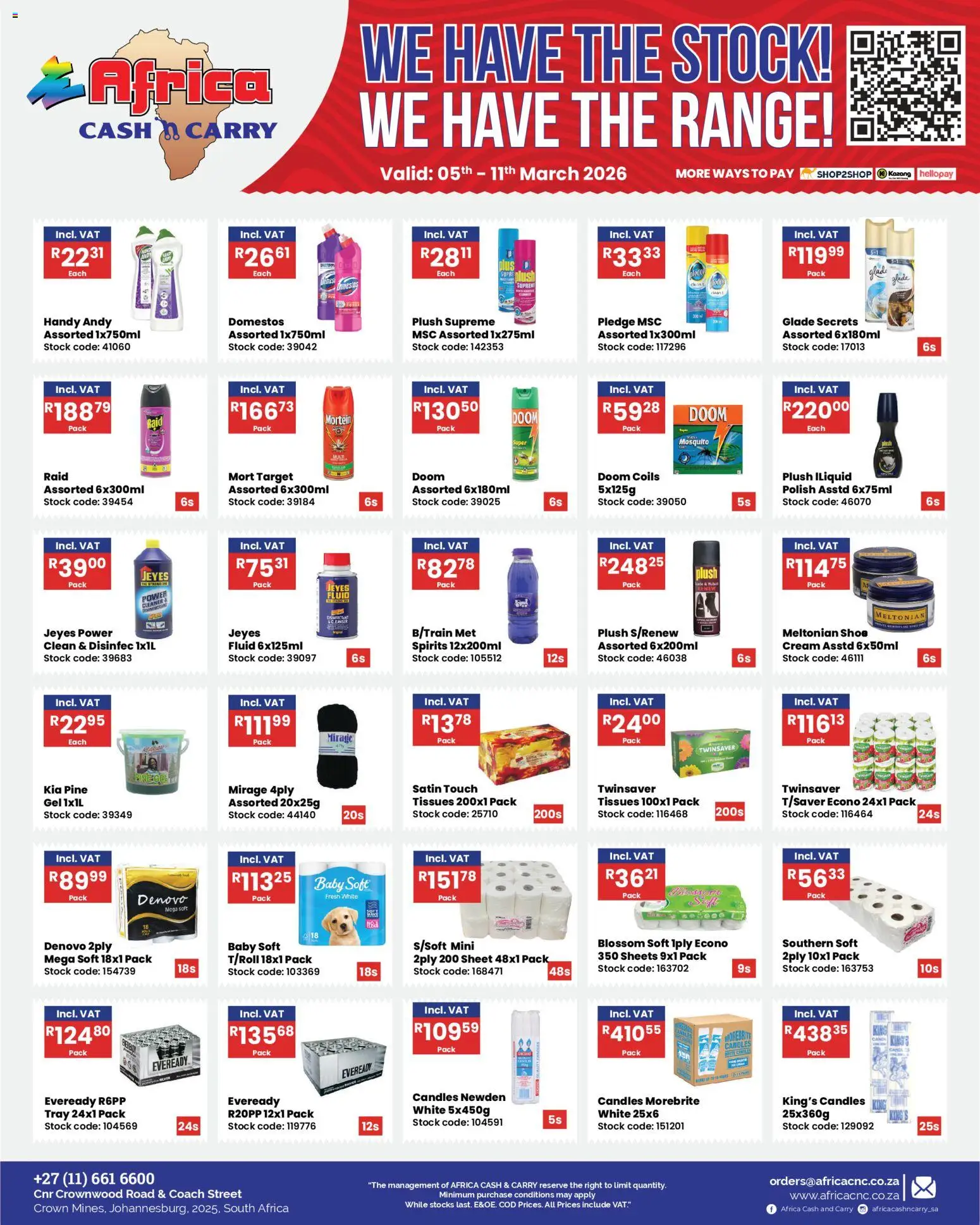 New Africa Cash & Carry catalogue – valid from 05.03.2026 | Page: 12 | Products: Tray, Blush, Stock, Tissues