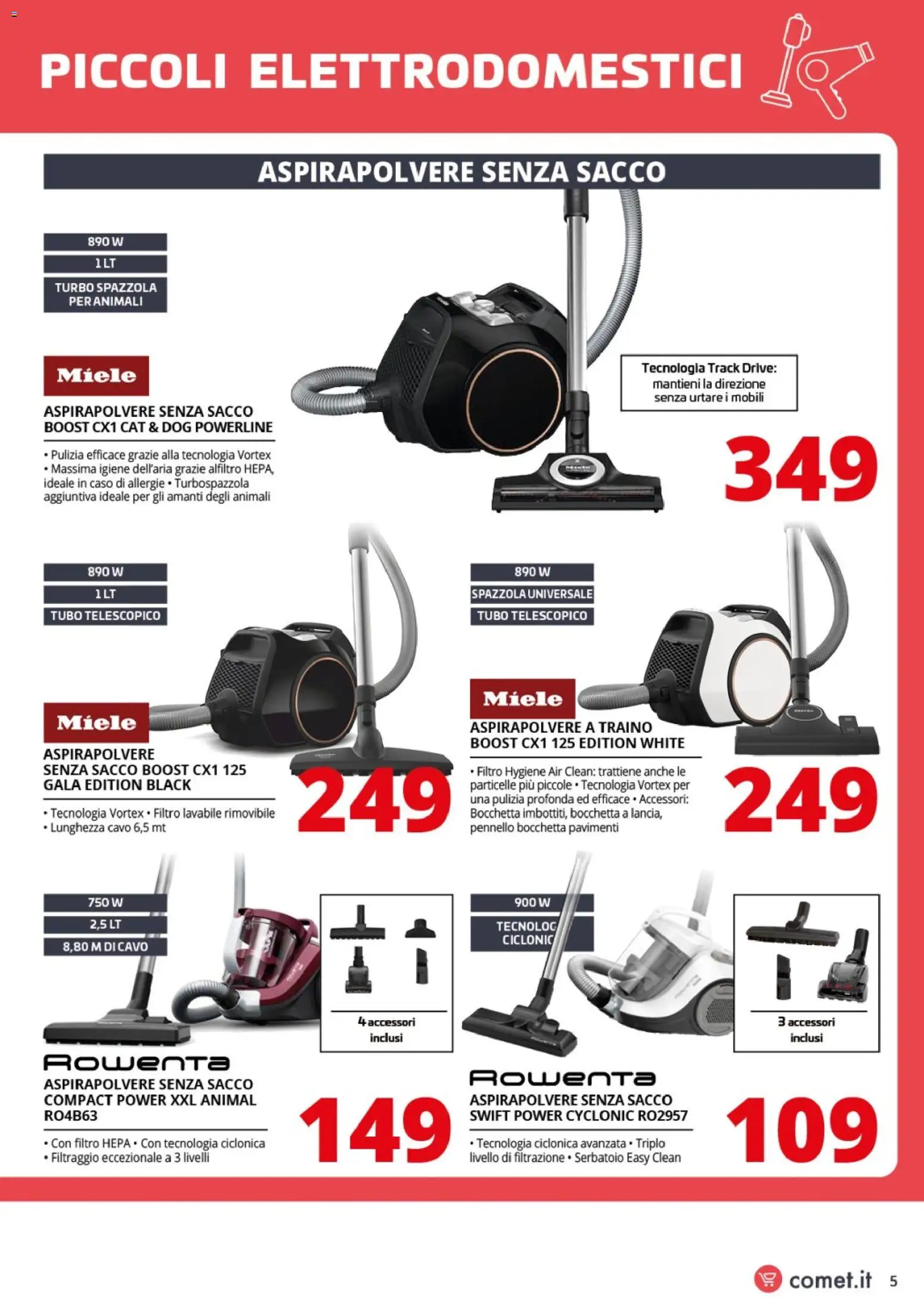 Volantino Comet del 06.03.2026 | Pagina: 5 | Prodotti: Pennello, Cavo, Aspirapolvere, Miele