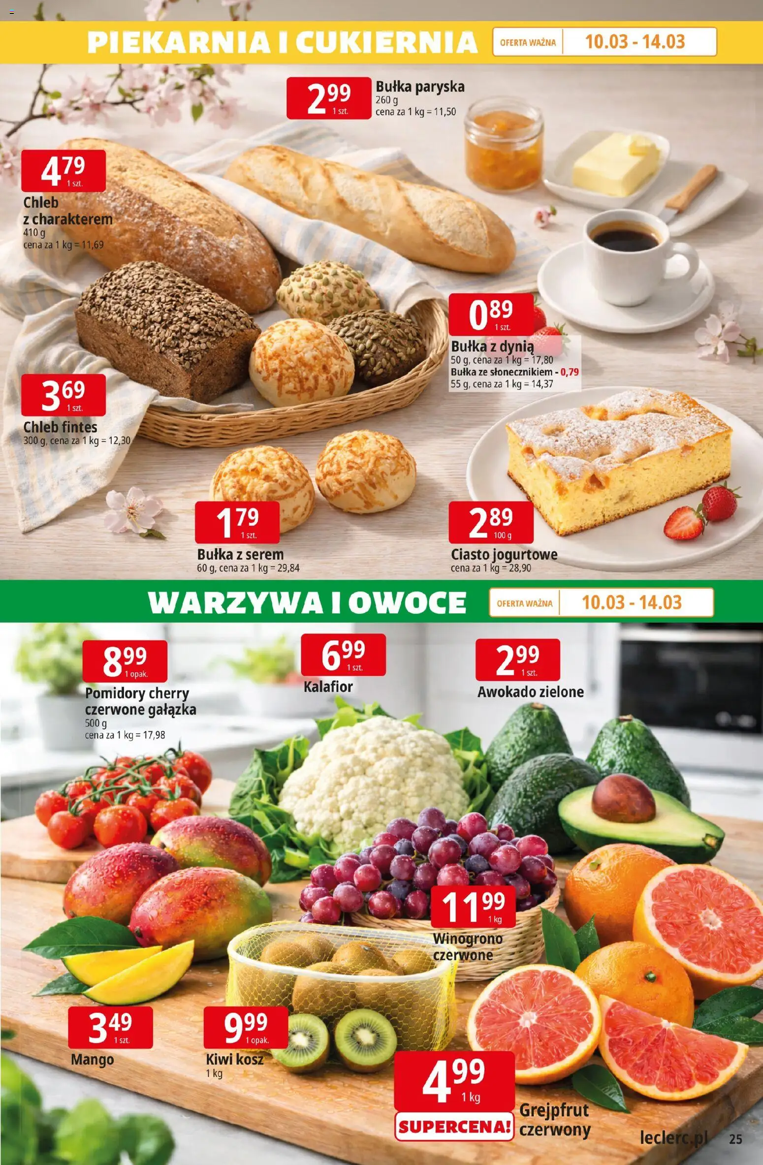 E.Leclerc gazetka - Kłodzko od 10.03.2026 | Strona: 25 | Produkty: Winogrono, Kosz, Grejpfrut, Warzywa