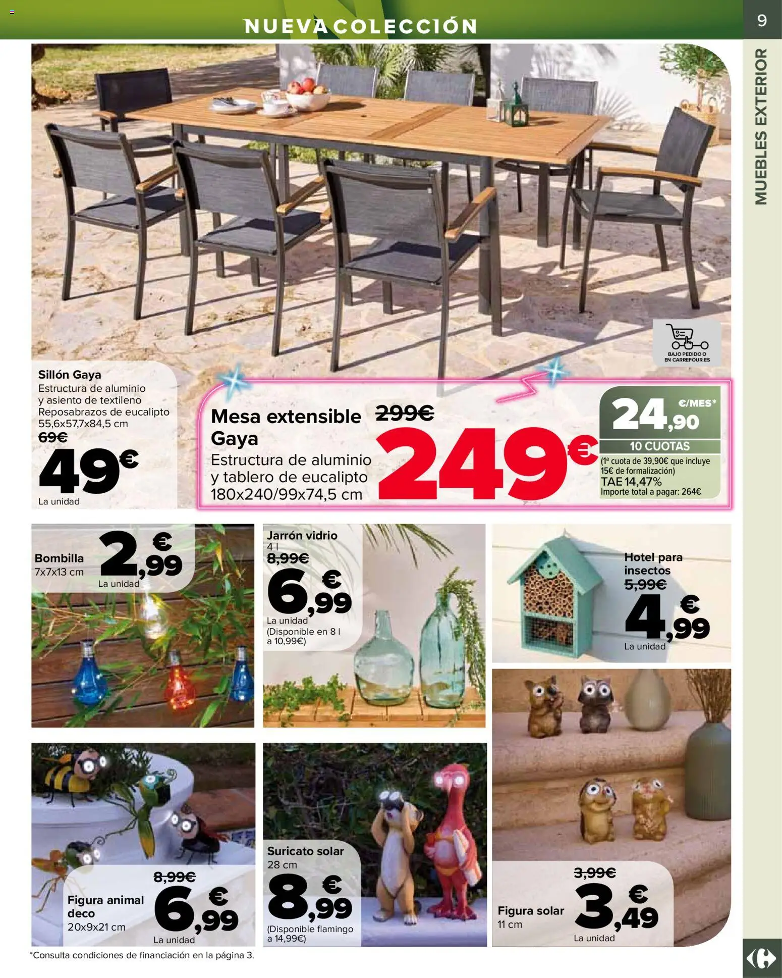 Carrefour Jardin │ válido desde el 13.03.2026 | Página: 9 | Productos: Muebles, Bombilla, Sillón, Mesa