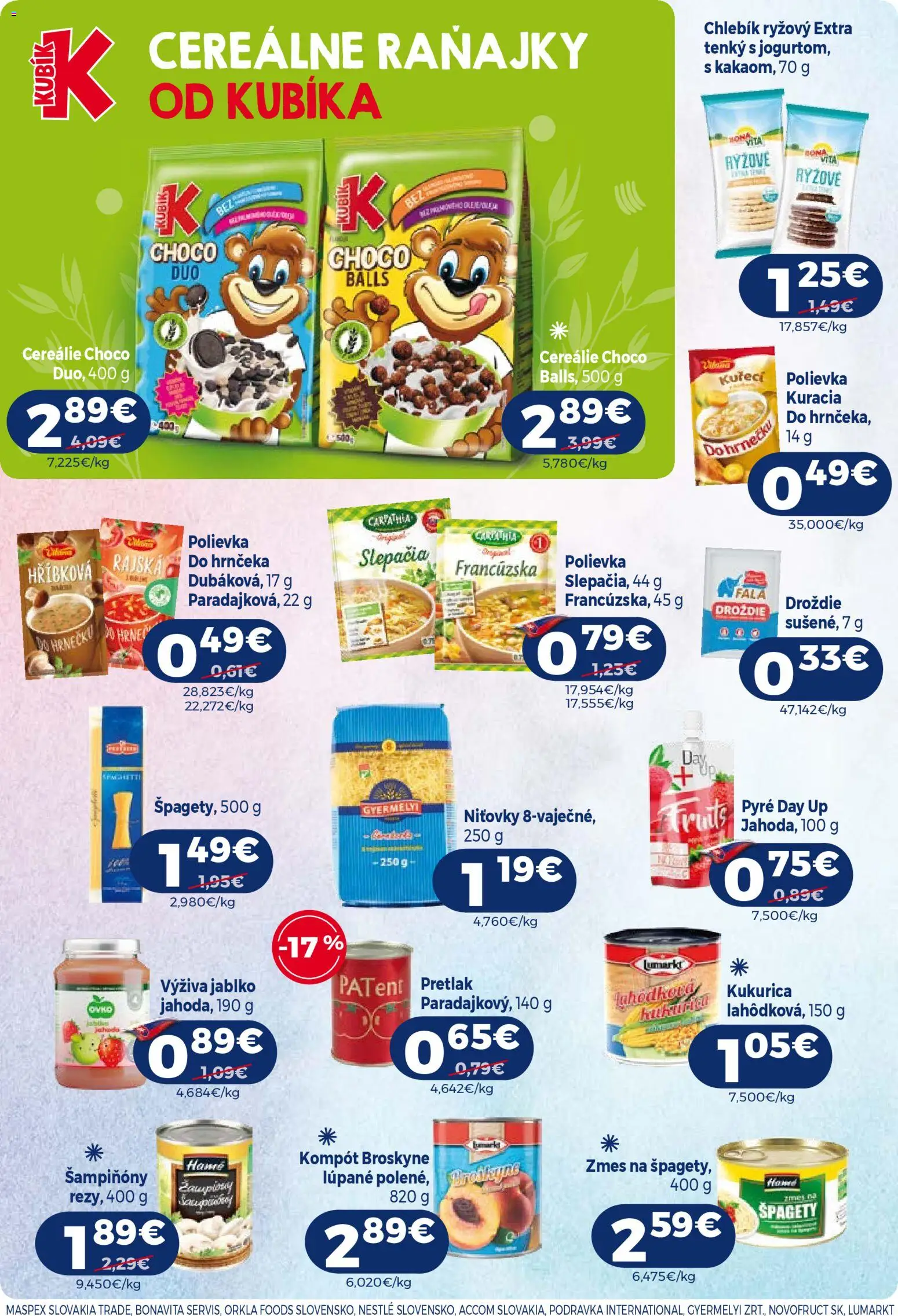 Nové Milk Agro akcie – leták je platný od 29.04.2026 | Strana: 13 | Produkty: Cereálie, Kukurica, Broskyne, Špagety