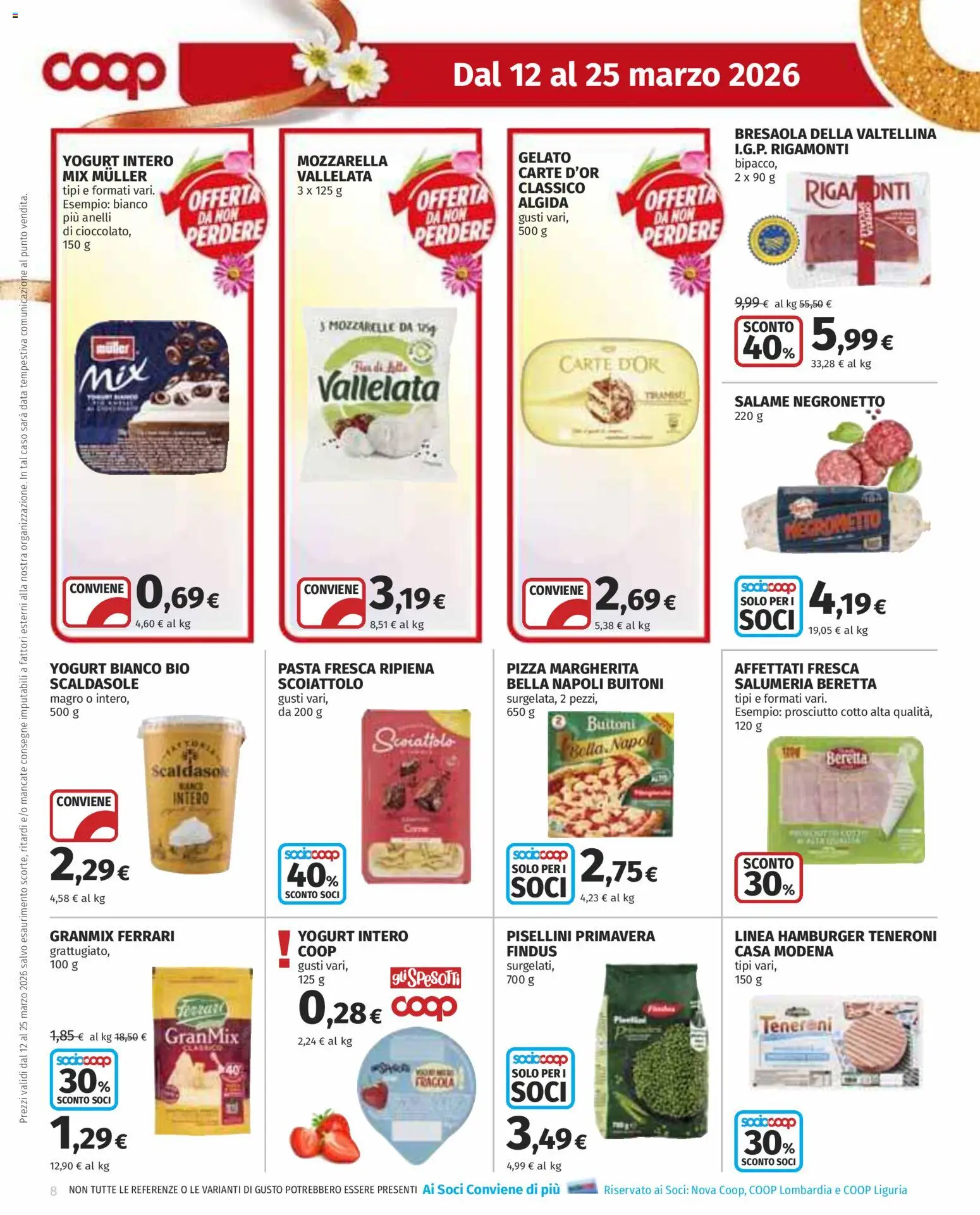 Volantino COOP del 12.03.2026 | Pagina: 8 | Prodotti: Yogurt, Gelato, Prosciutto, Data