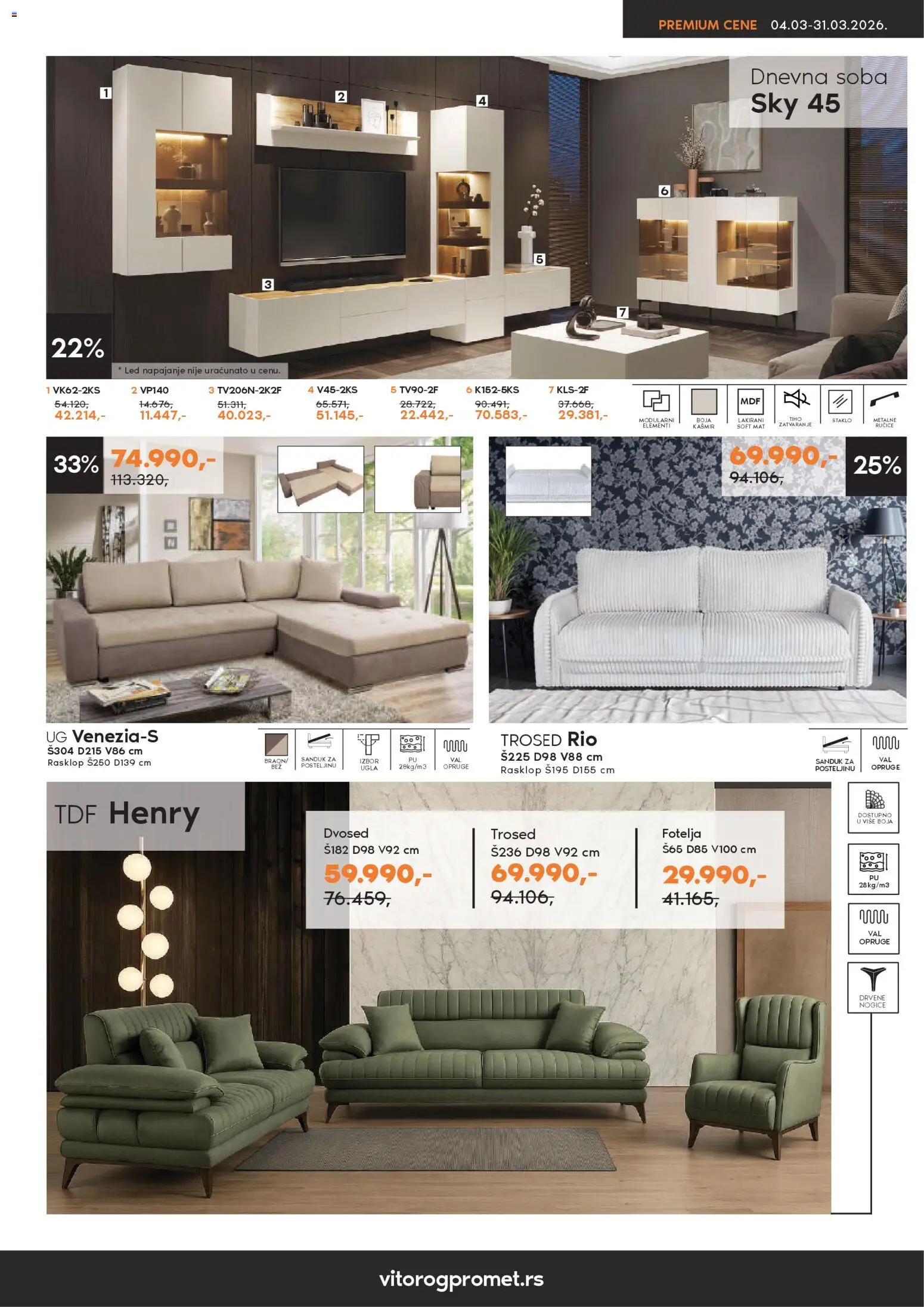 Vitorog katalog - važi od 04.03.2026 | Strana: 3 | Proizvode: Fotelja, Trosed, Dvosed