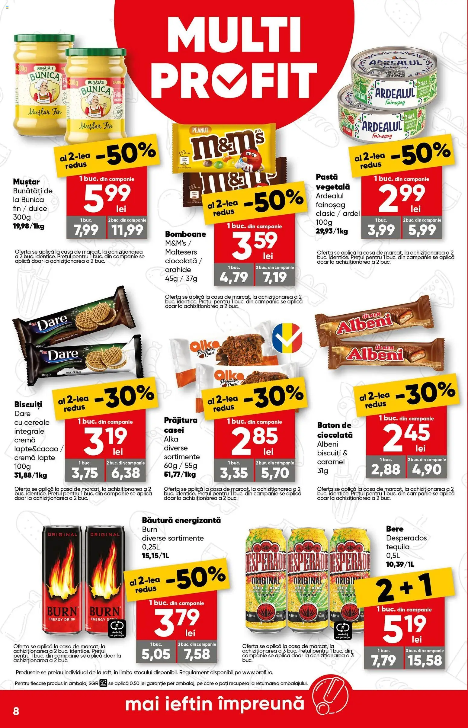 Noul catalog Profi – valabil de la 04.03.2026 | Pagină: 8 | Produse: Prăjitură, Bere, Băutură energizantă, Biscuiți