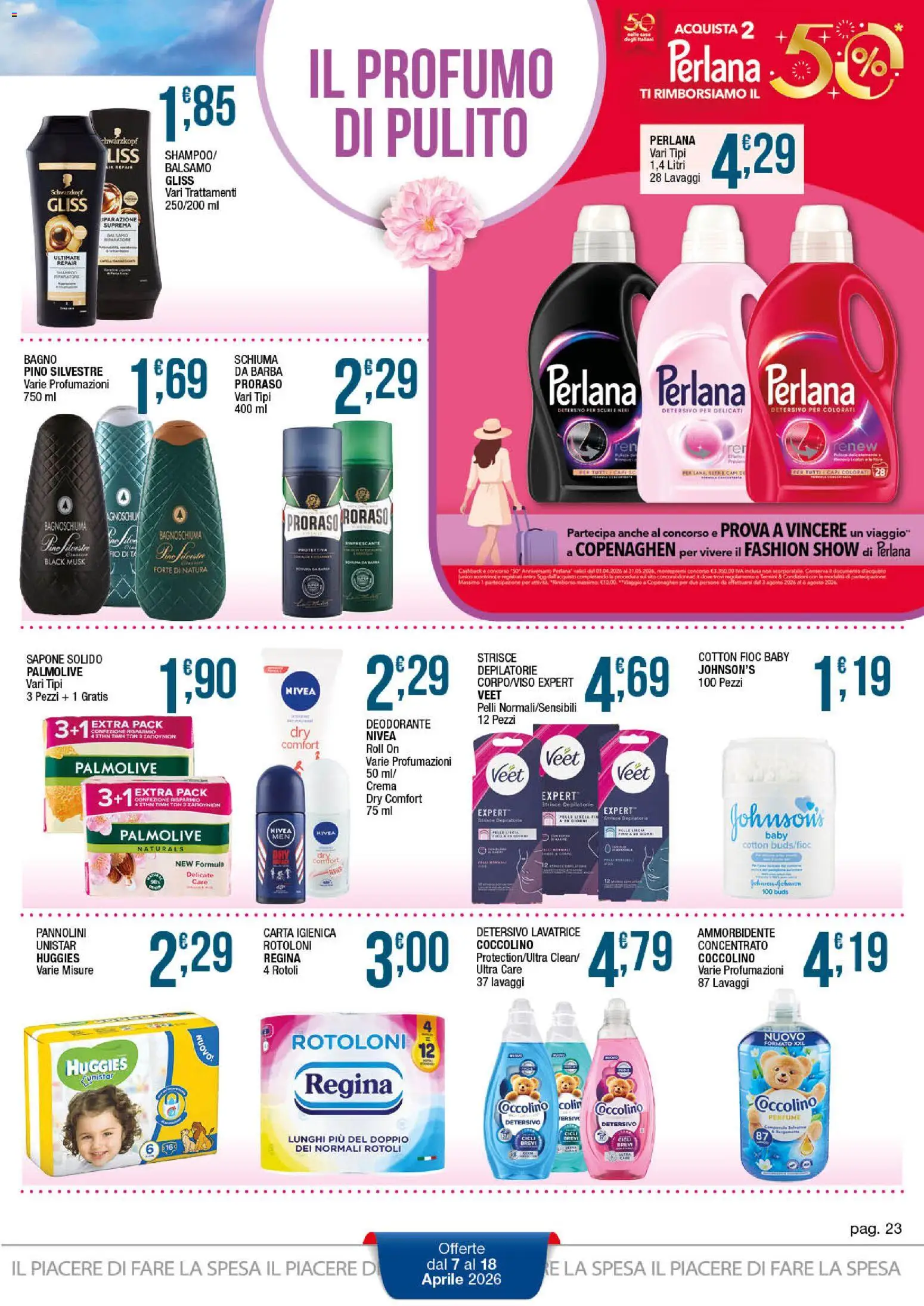 Volantino Sidis del 07.04.2026 | Pagina: 23 | Prodotti: Balsamo, Bagnoschiuma, Lavatrice, Profumo