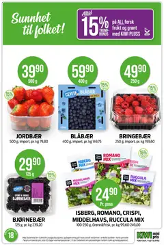 Forhåndsvisning av Kiwi kundeavis gyldig fra 27.04.2026 | Side: 15 | Produkter: Jordbær, Kiwi, Bringebær, Ruccula