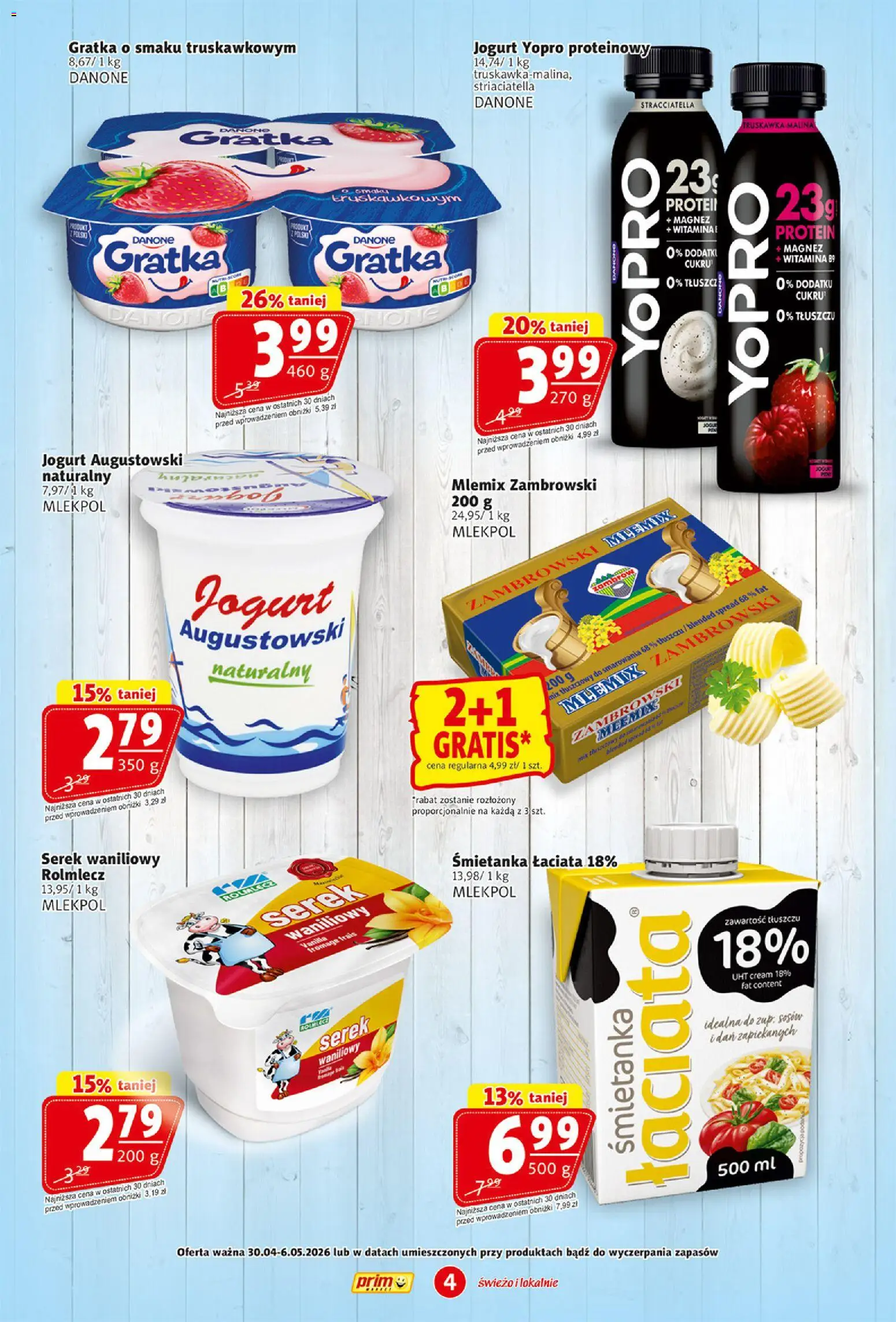 Prim Market gazetka od 30.04.2026 | Strona: 4 | Produkty: Serek, Jogurt