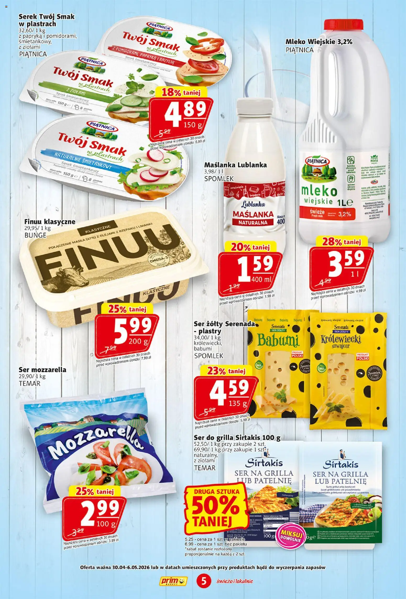 Prim Market gazetka od 30.04.2026 | Strona: 5 | Produkty: Serek, Papryka, Ser, Mozzarella