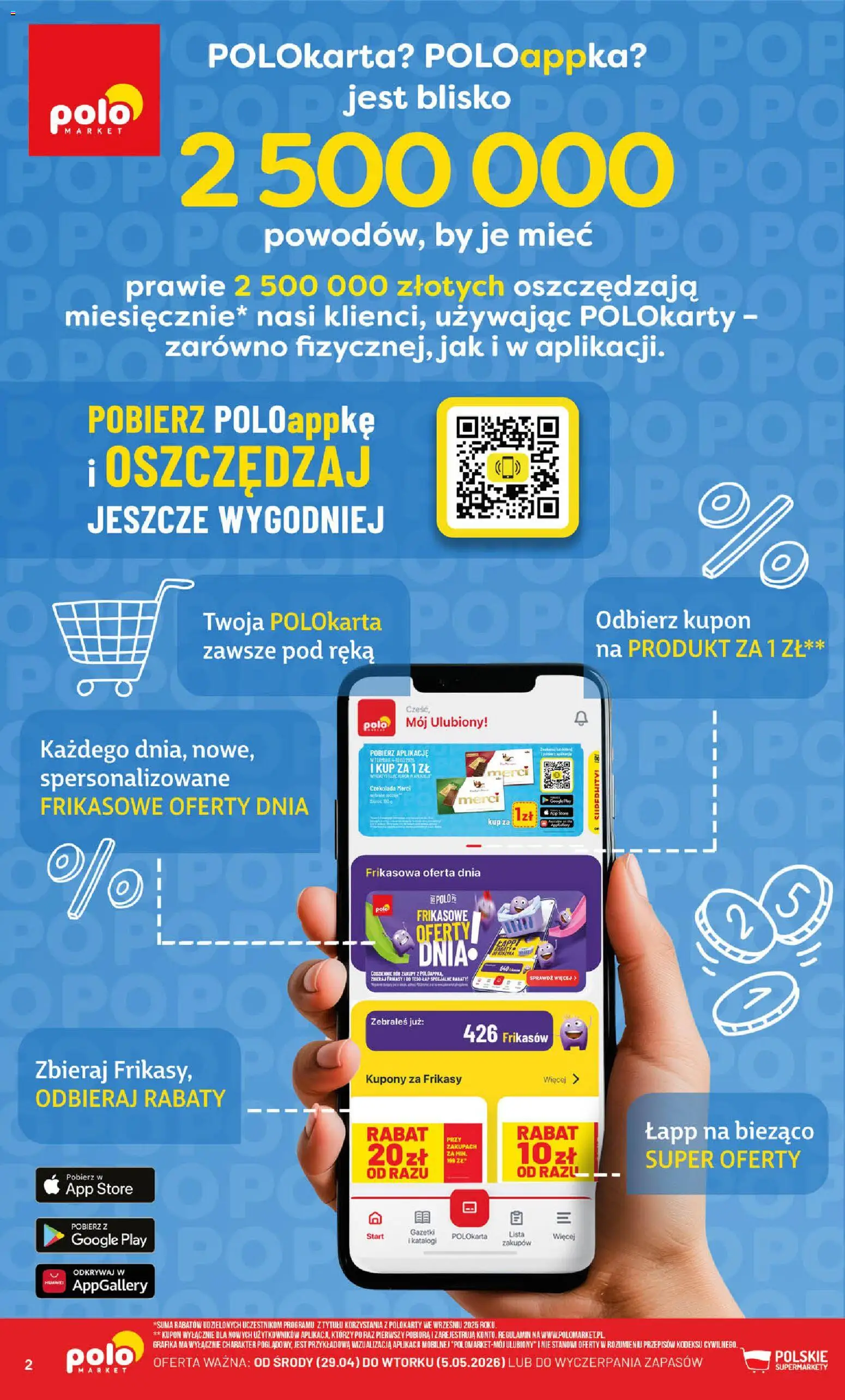 POLOmarket gazetka - Kupuj taniej z POLOappką od 29.04.2026 | Strona: 2 | Produkty: Czekolada merci, Merci, Czekolada