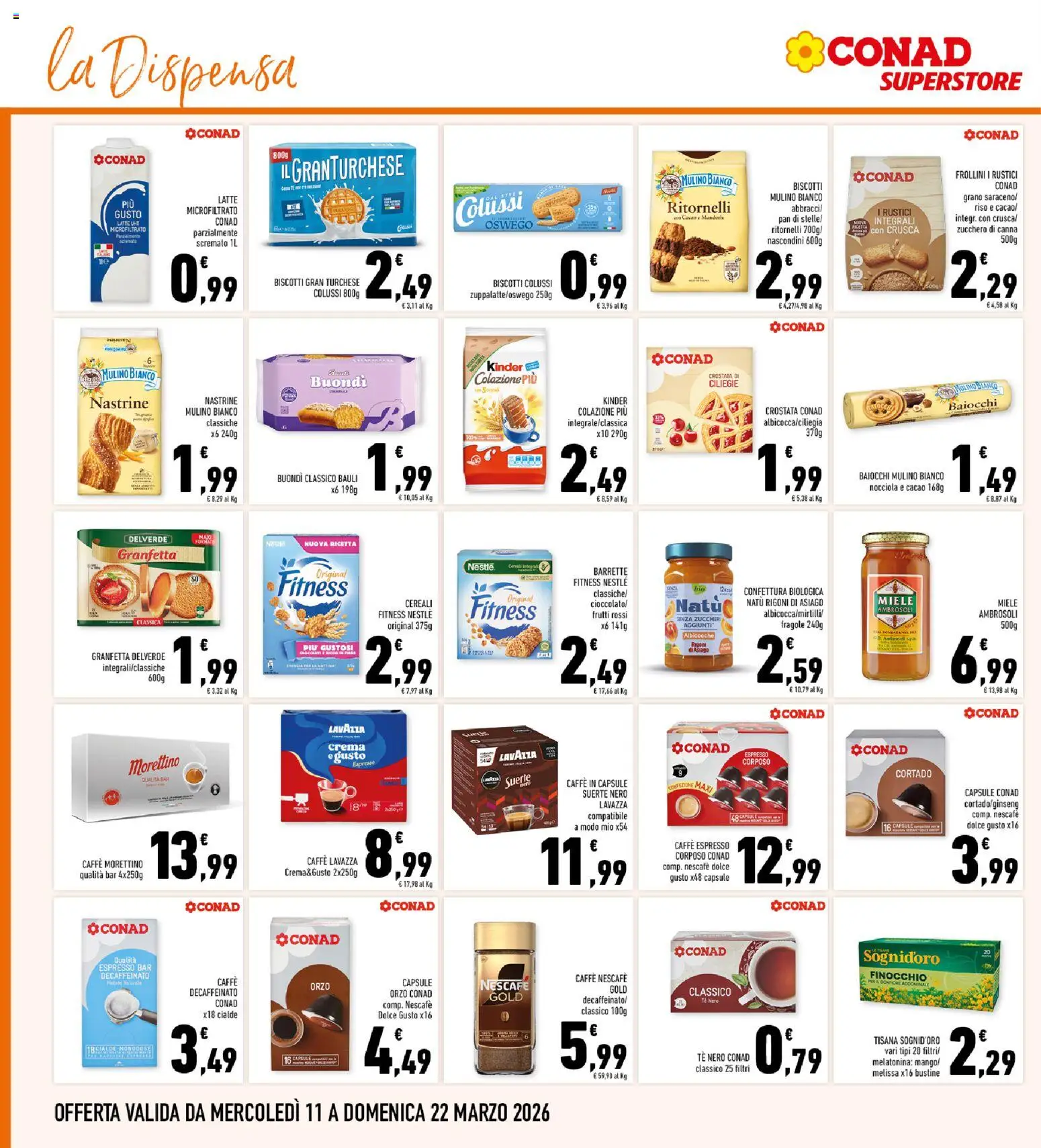 Volantino Conad del 11.03.2026 | Pagina: 20 | Prodotti: Zucchero, Latte, The, Lavazza