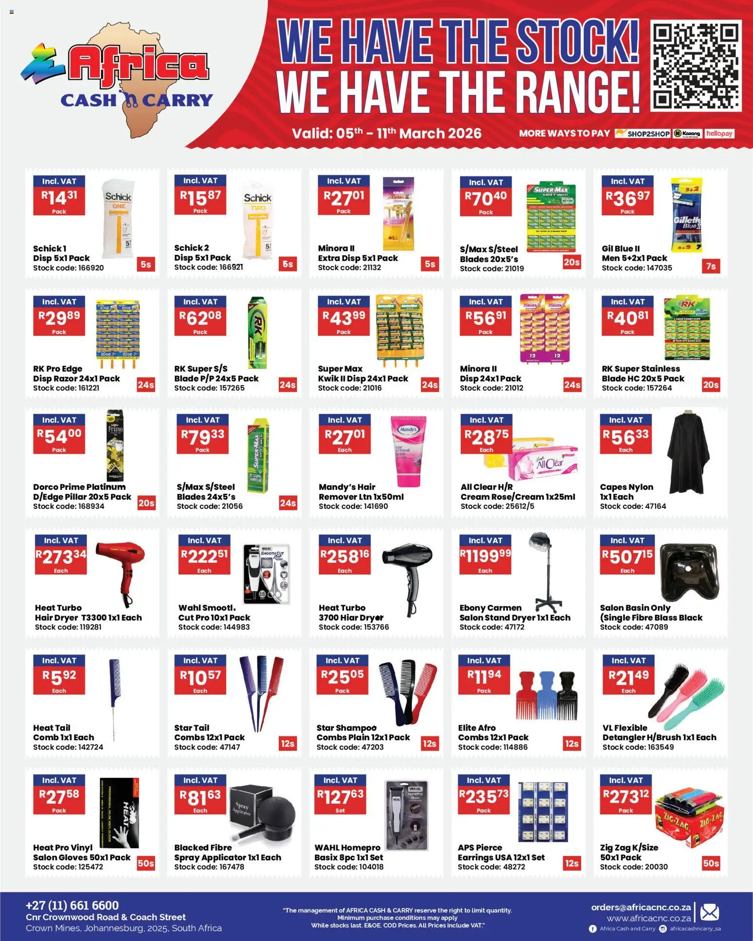New Africa Cash & Carry catalogue – valid from 05.03.2026 | Page: 20 | Products: Dryer, Hair dryer, Basin, Stock