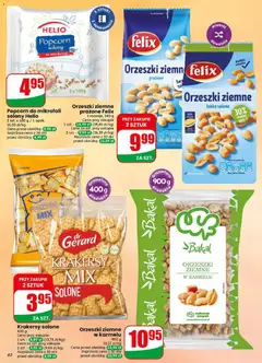 Pogląd oferty "Orzeszki ziemne prażone Felix, Roasted peanuts, 2 rodzaje, 380 g" - ważna od 29.04.2026 | Strona: 62 | Produkty: Krakersy, Orzeszki ziemne, Popcorn