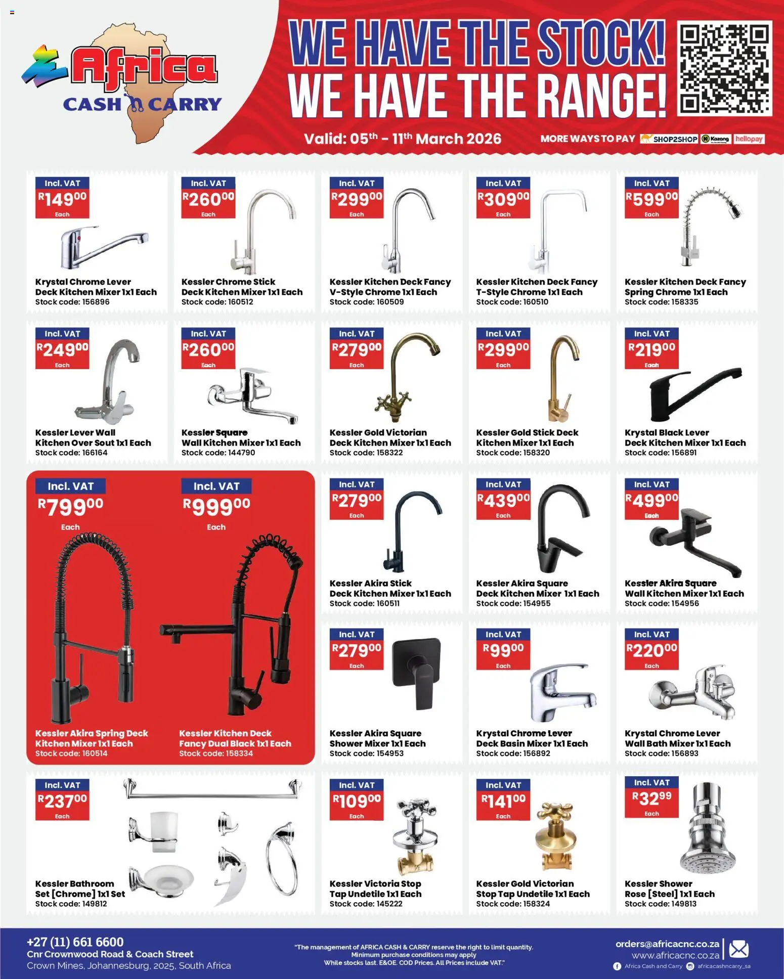 New Africa Cash & Carry catalogue – valid from 05.03.2026 | Page: 27 | Products: Mixer, Bath, Shower, Basin