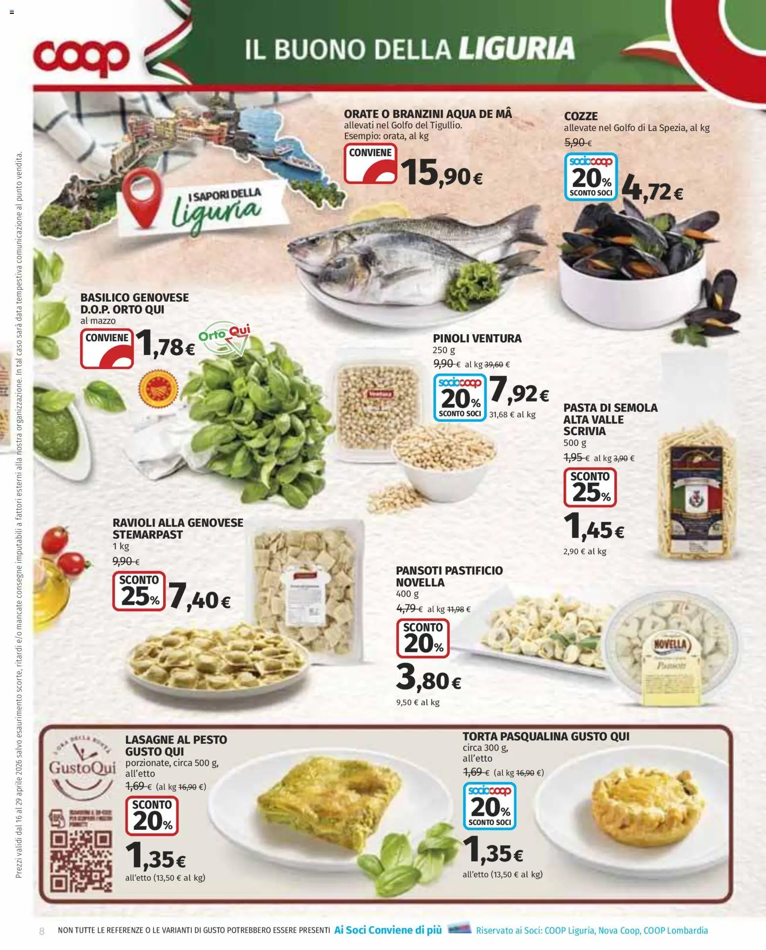 Volantino COOP del 16.04.2026 | Pagina: 8 | Prodotti: Cozze, Pesto, Basilico, Ravioli
