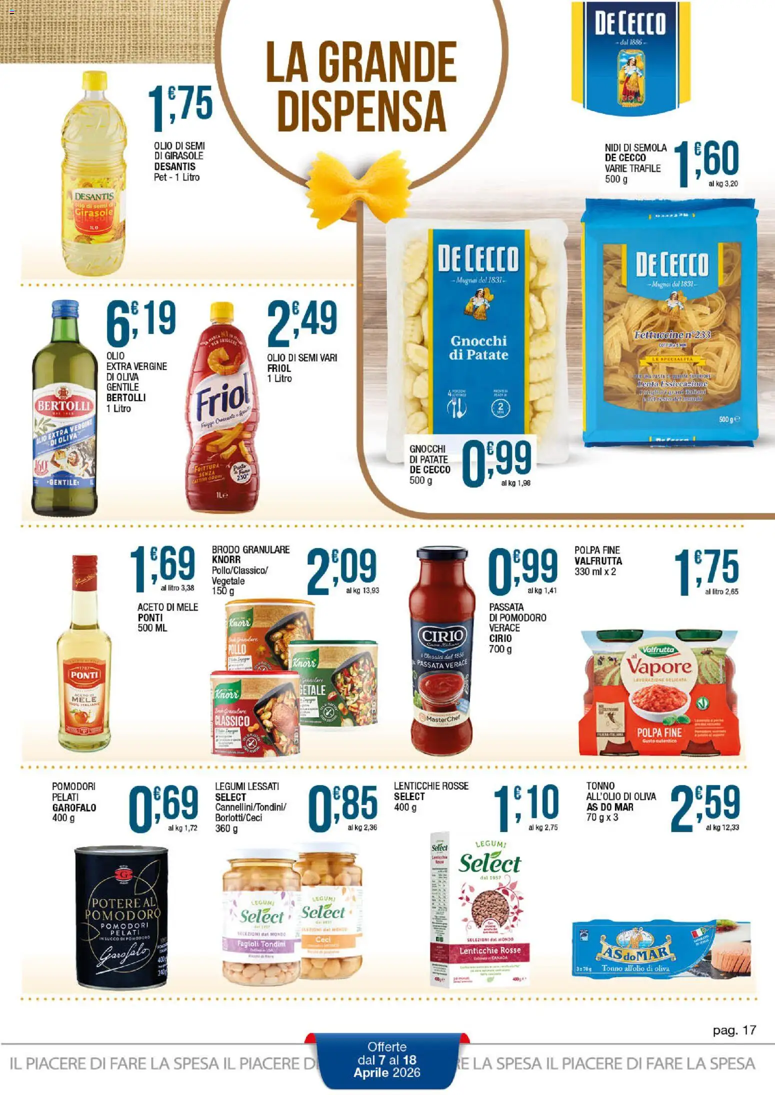 Volantino Sidis del 07.04.2026 | Pagina: 17 | Prodotti: Aceto di mele, Fagioli, Olio, Gnocchi