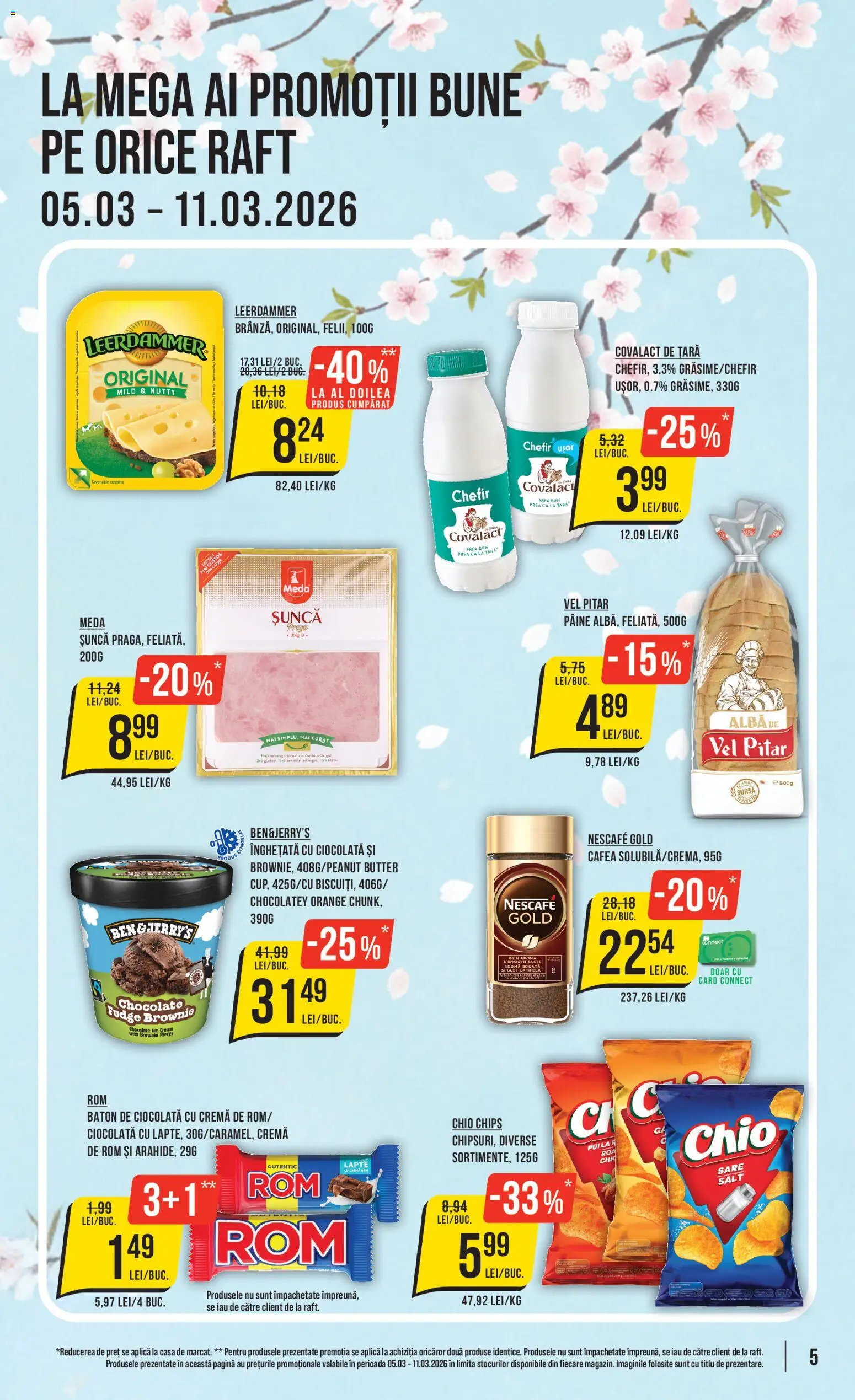 Noul catalog Mega Image – valabil de la 05.03.2026 | Pagină: 5 | Produse: Lapte, Cremă, Cafea, Șuncă