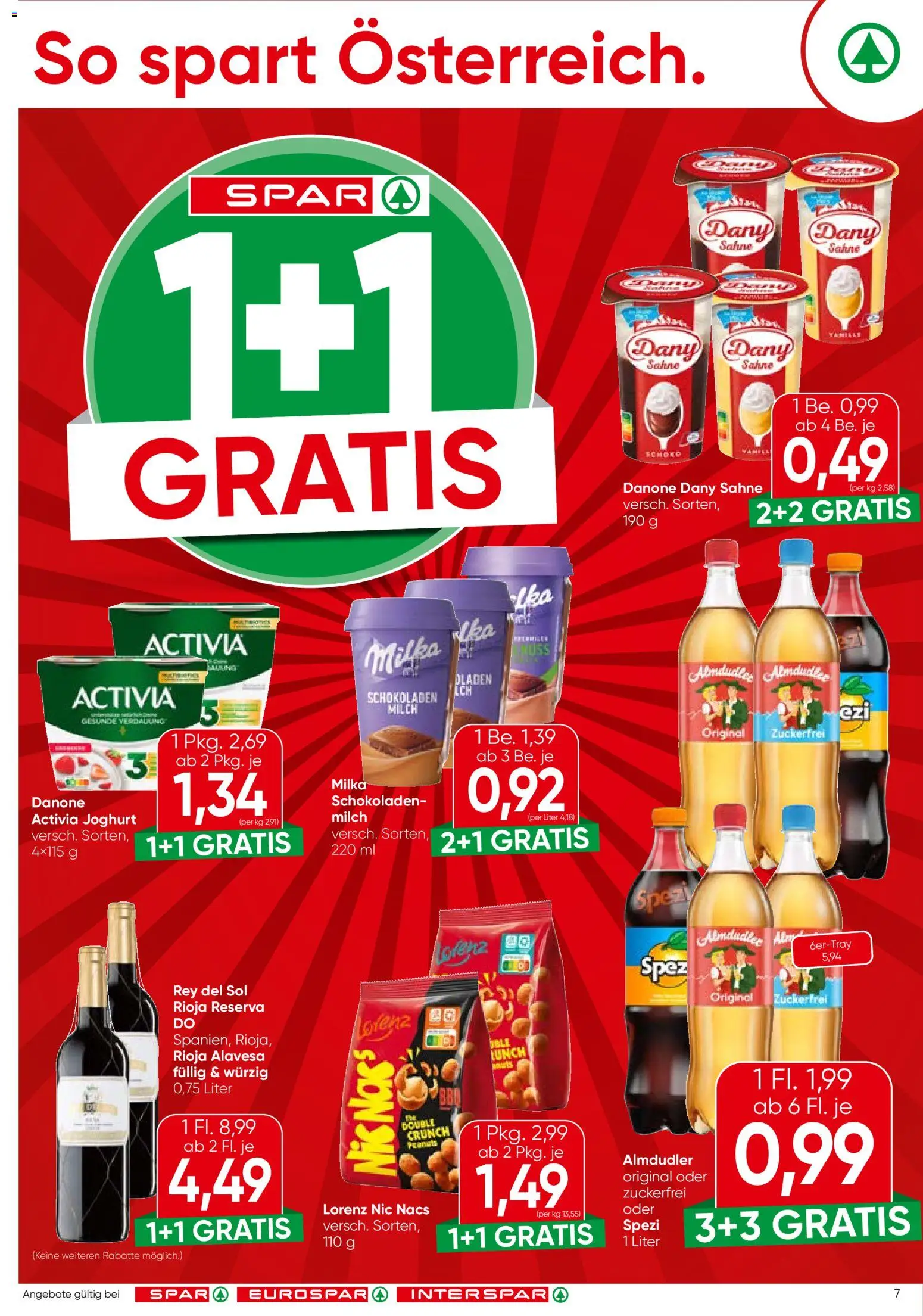Spar Flugblatt - Steiermark gültig ab 30.04.2026 | Seite: 7 | Produkte: Sahne, Milch, Joghurt