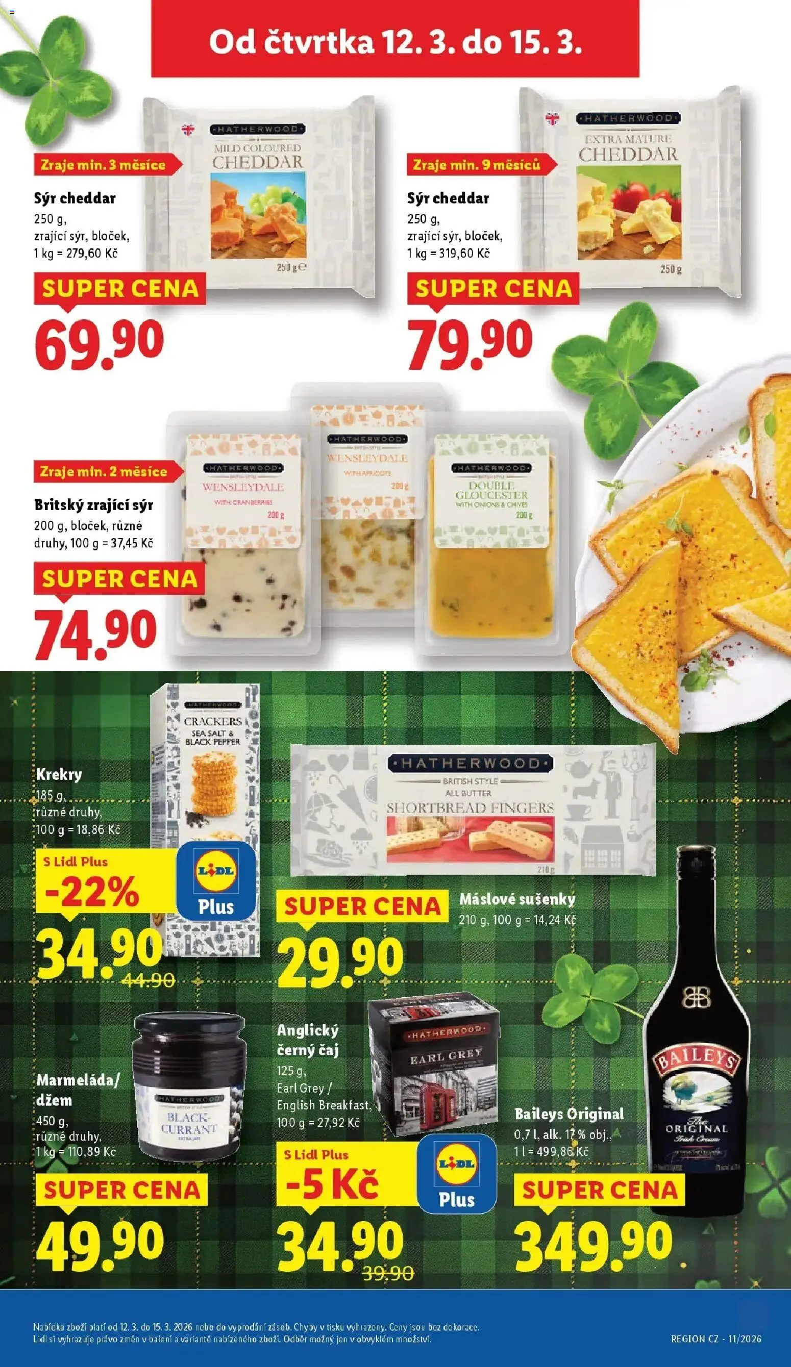 Lidl aktuální leták od 12.03.2026 | Strana: 19 | Produkty: Sýr, Krekry, Baileys, Cheddar