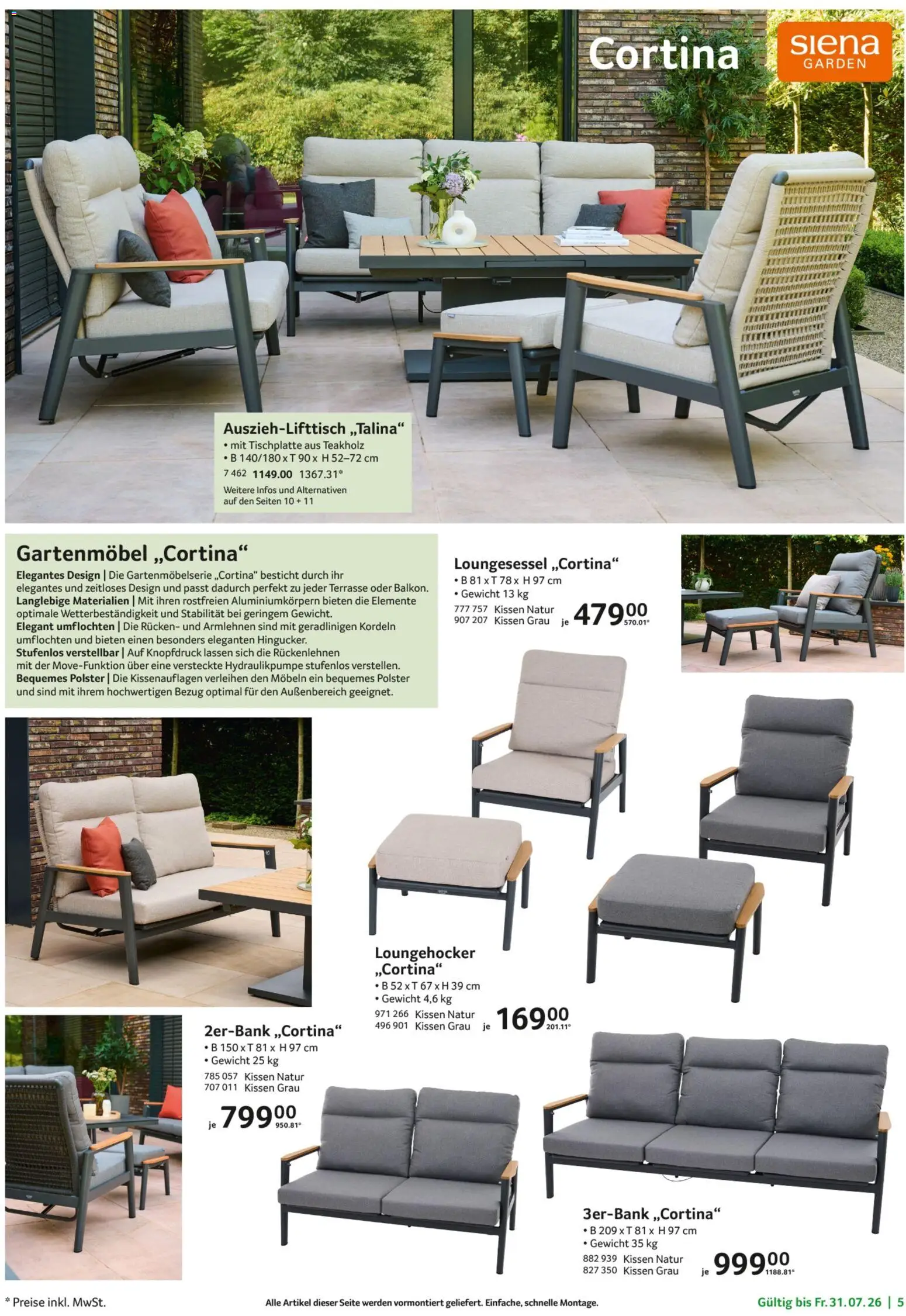 Selgros Garten Exklusiv – gültig ab 19.03.2026 | Seite: 5 | Produkte: Gewicht, Kissen, Gartenmöbel