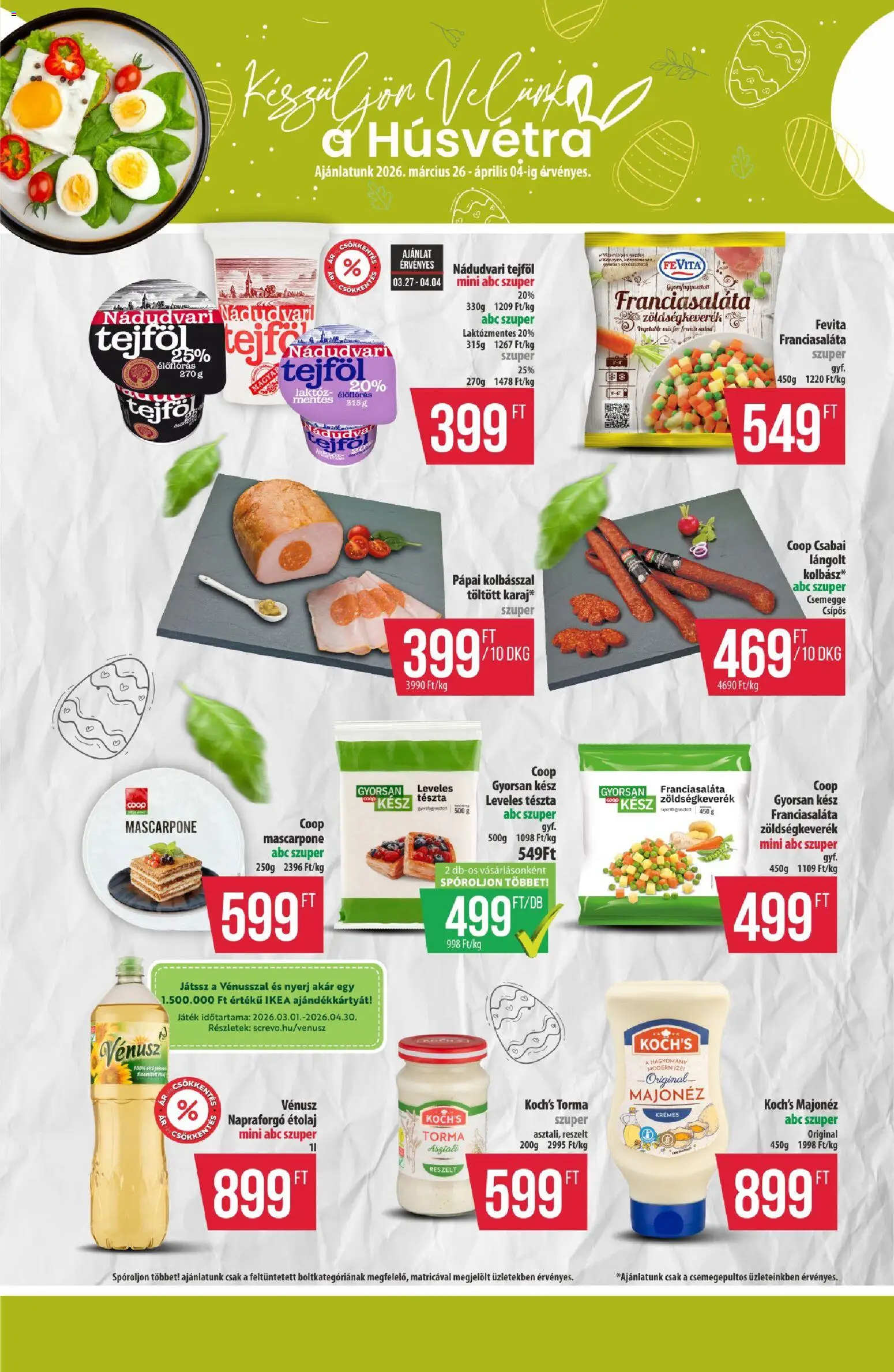 COOP akciós ujság - amely érvényes a következő dátumtól: 26.03.2026 | Oldal: 2 | Termékek: Játék, Torma, Tészta, Majonéz