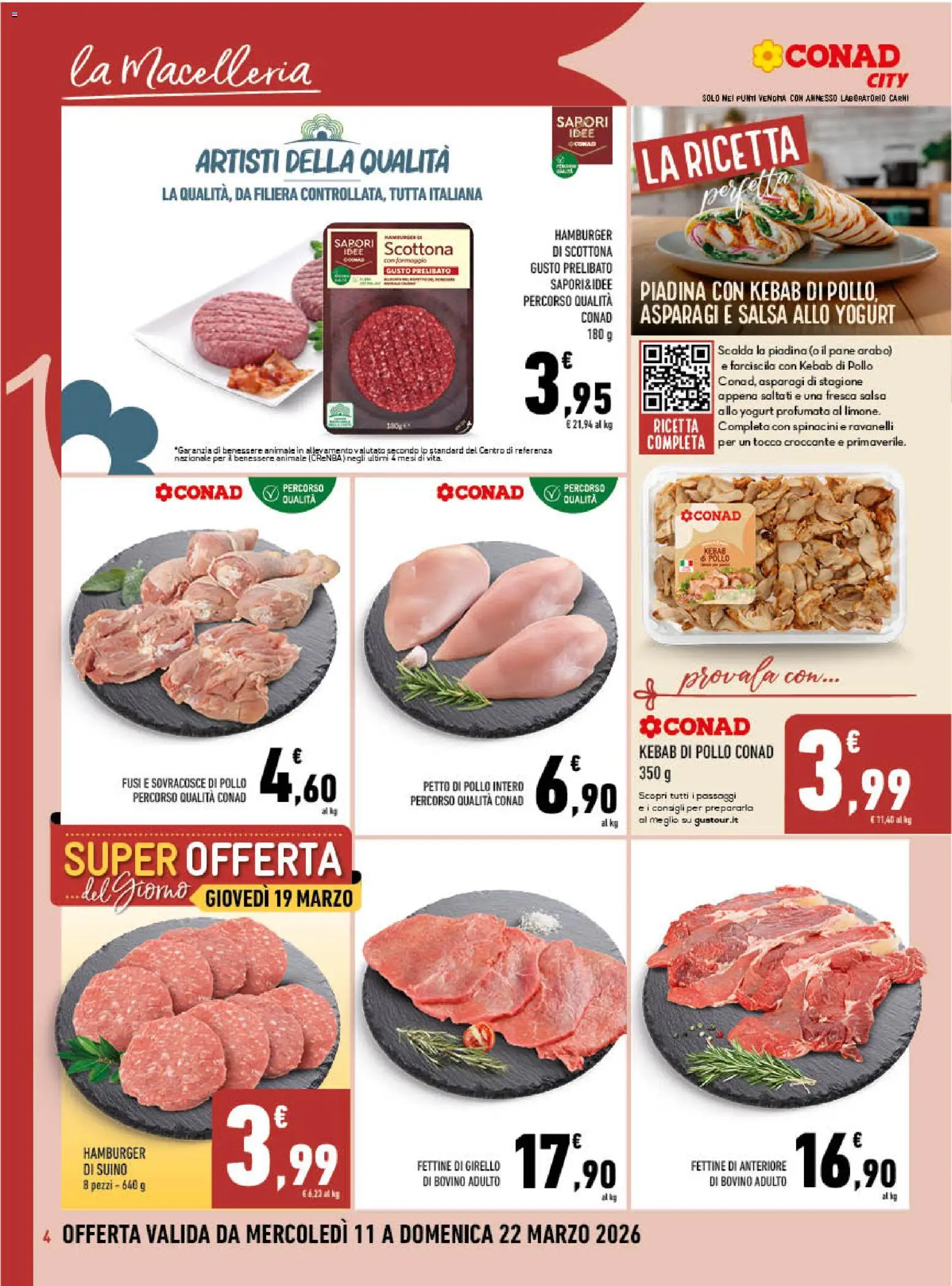 Volantino Conad del 11.03.2026 | Pagina: 4 | Prodotti: Salsa, Suino, Girello, Asparagi