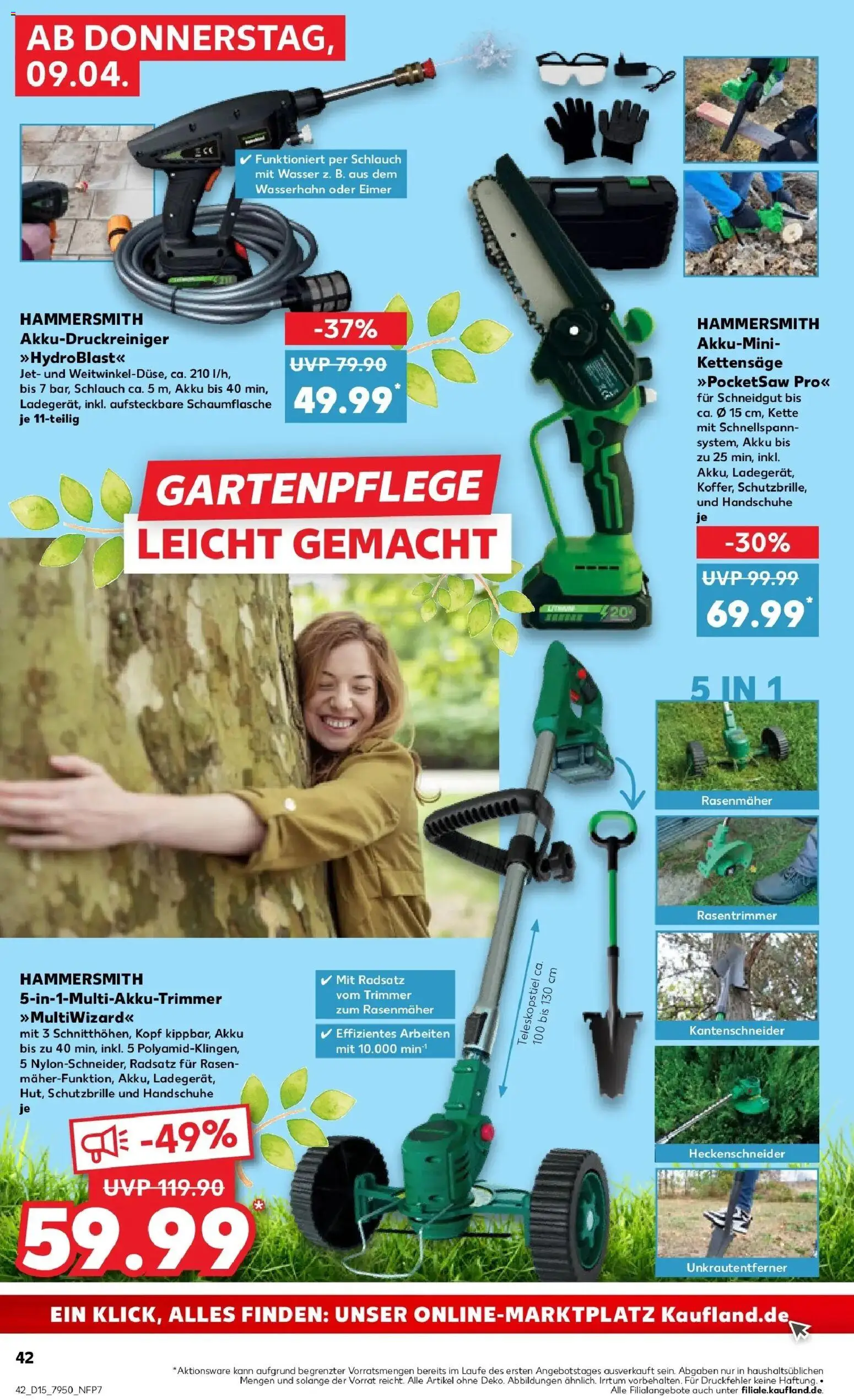 Kaufland Prospekt Leer (Ostfriesland)	 – gültig ab 08.04.2026 | Seite: 42 | Produkte: Rasenmäher, Wasser, Handschuhe