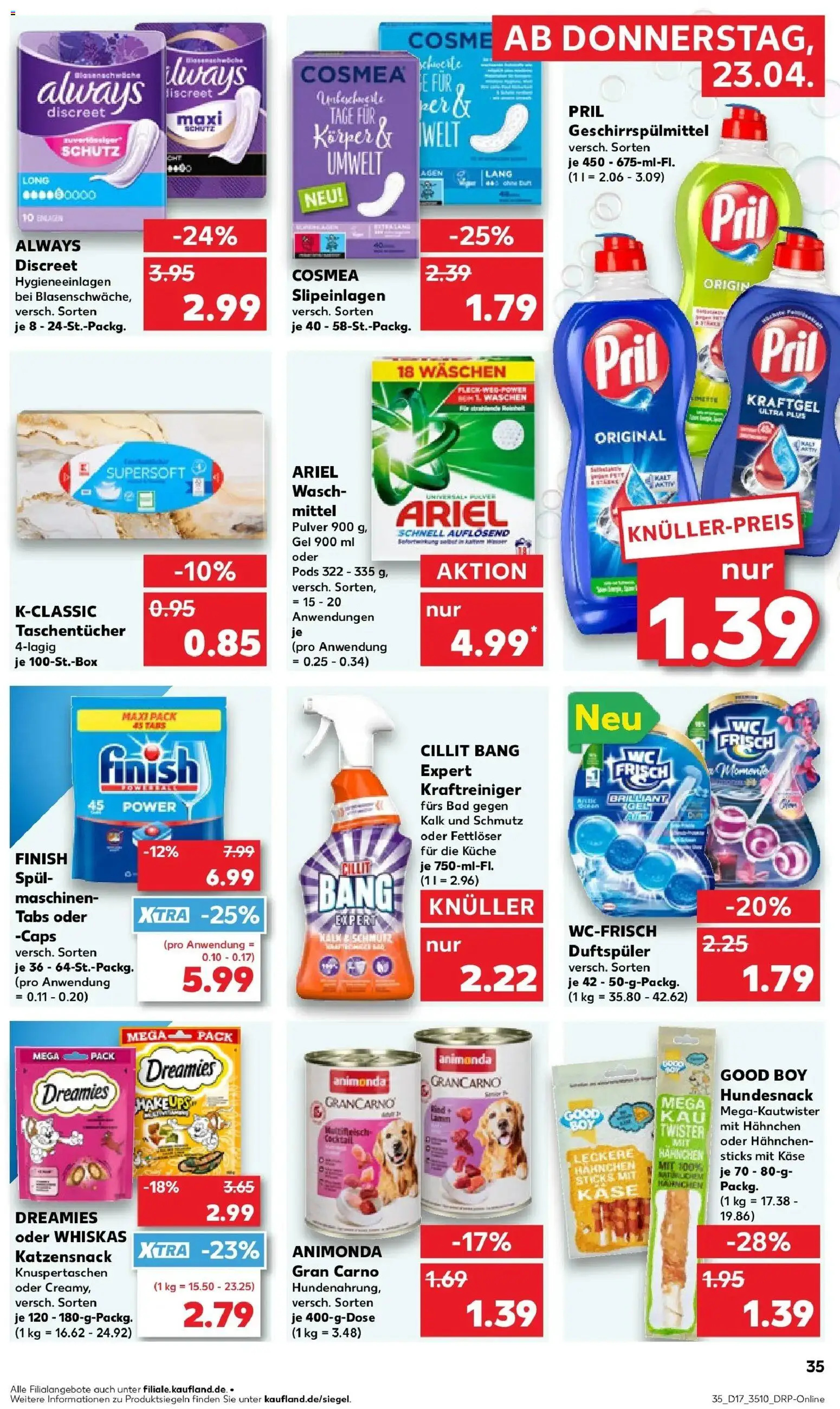 Kaufland Prospekt Bautzen	 – gültig ab 23.04.2026 | Seite: 35 | Produkte: Hahnchen, Küche, Waschmittel, Geschirrspülmittel