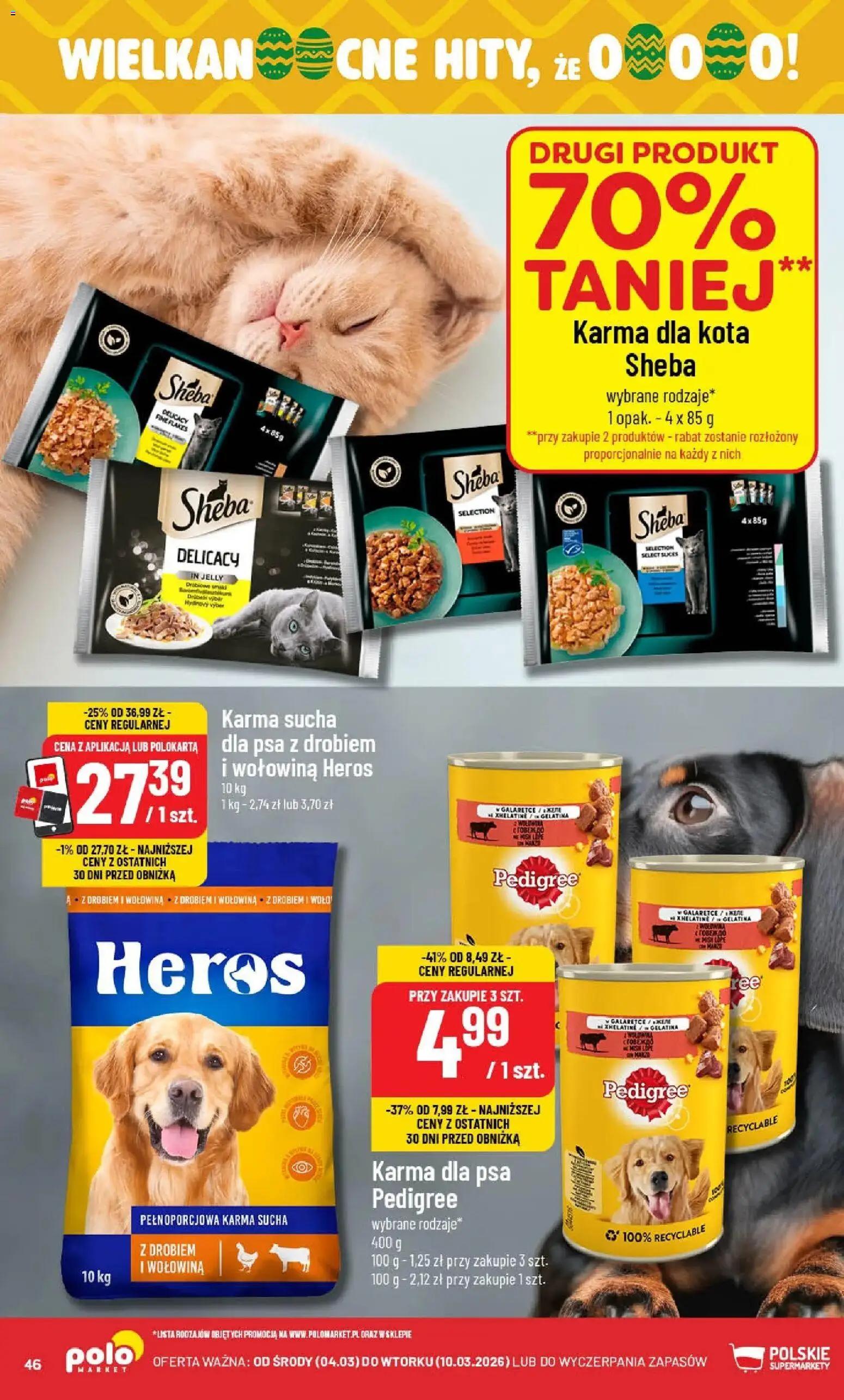 POLOmarket gazetka od 04.03.2026 | Strona: 46 | Produkty: Pedigree, Karma dla psa pedigree, Karma dla kota, Karma dla psa