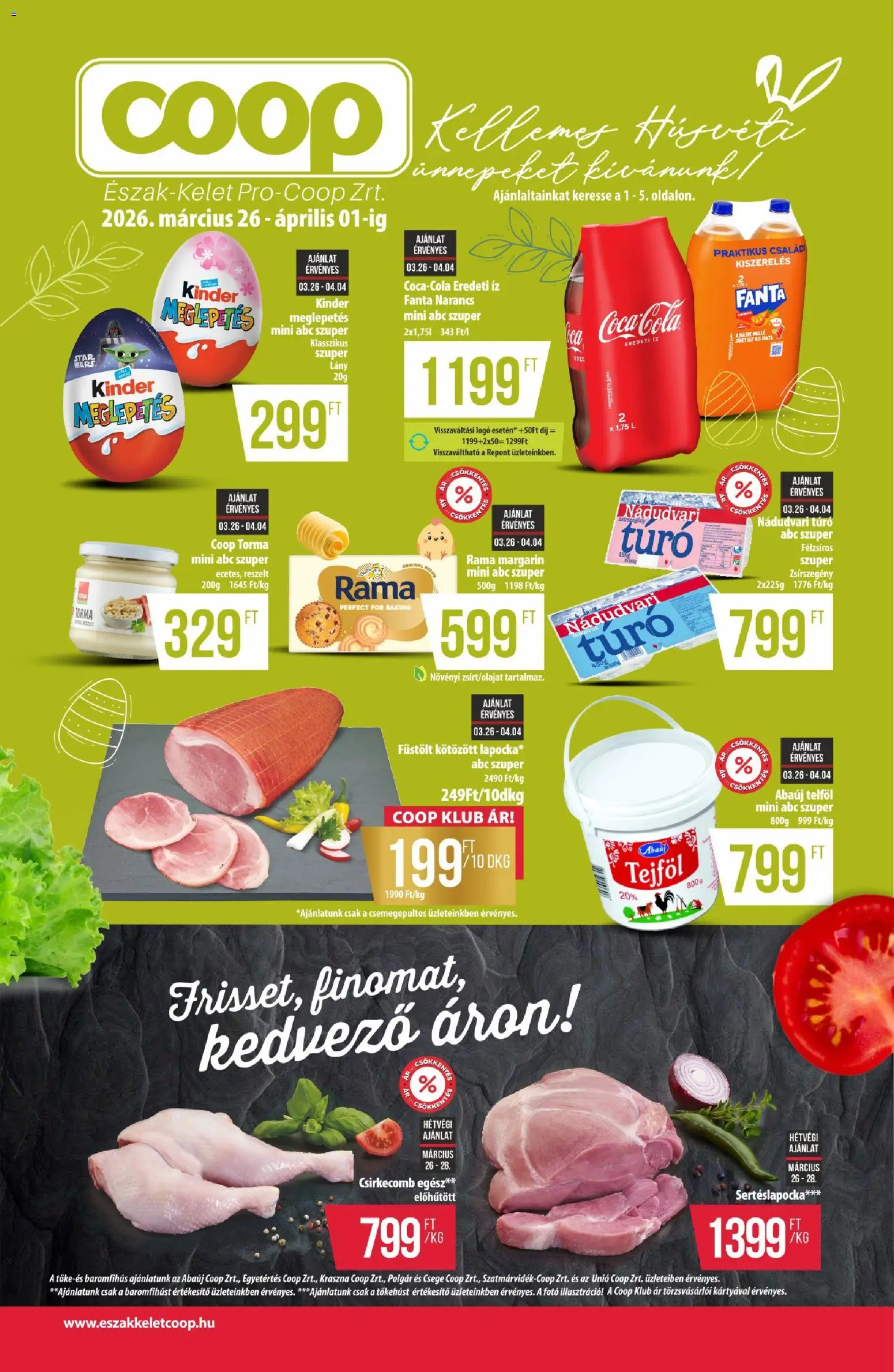 COOP akciós ujság - amely érvényes a következő dátumtól: 26.03.2026 | Oldal: 1 | Termékek: Fanta, Margarin, Torma, Narancs