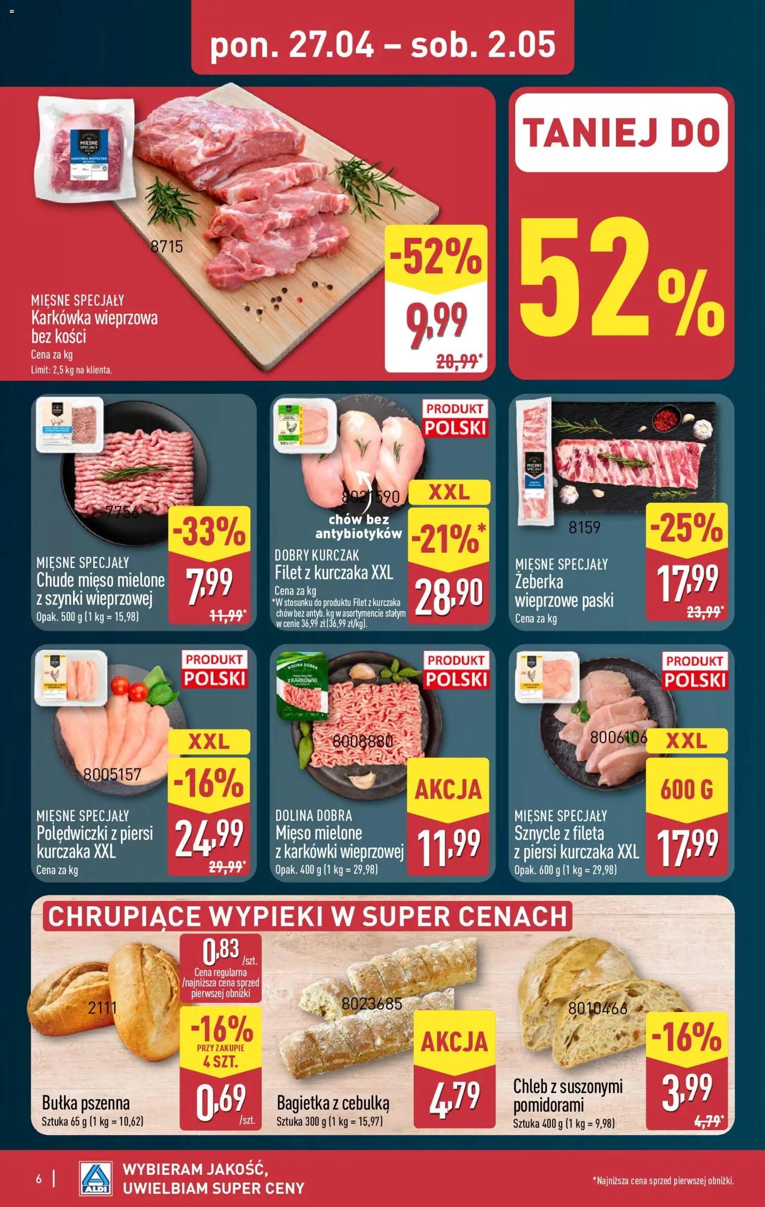 Aldi Polsko leták od 27.04.2026 | Strana: 6 | Produkty: Chléb, Filet