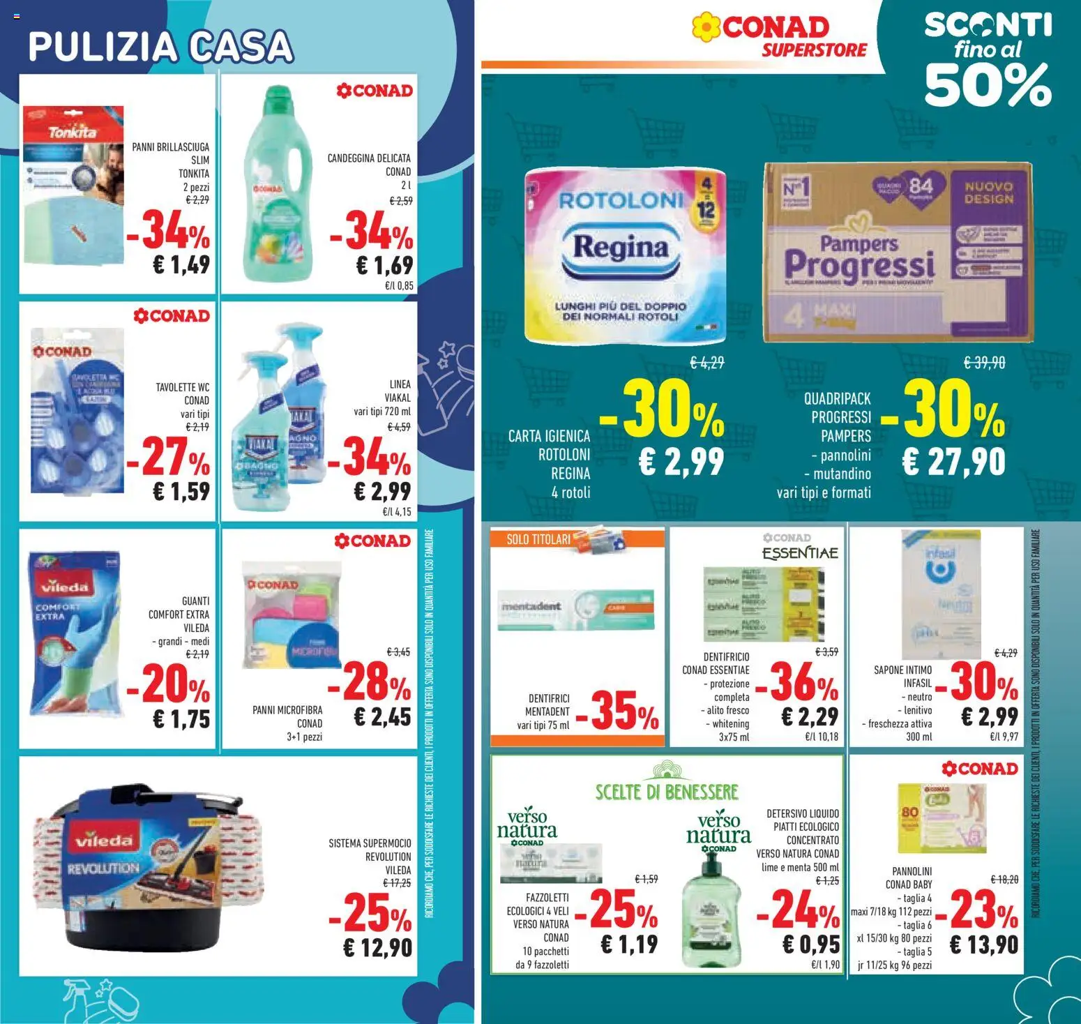 Volantino Conad del 11.03.2026 | Pagina: 31 | Prodotti: Candeggina, Guanti, Pampers, Menta