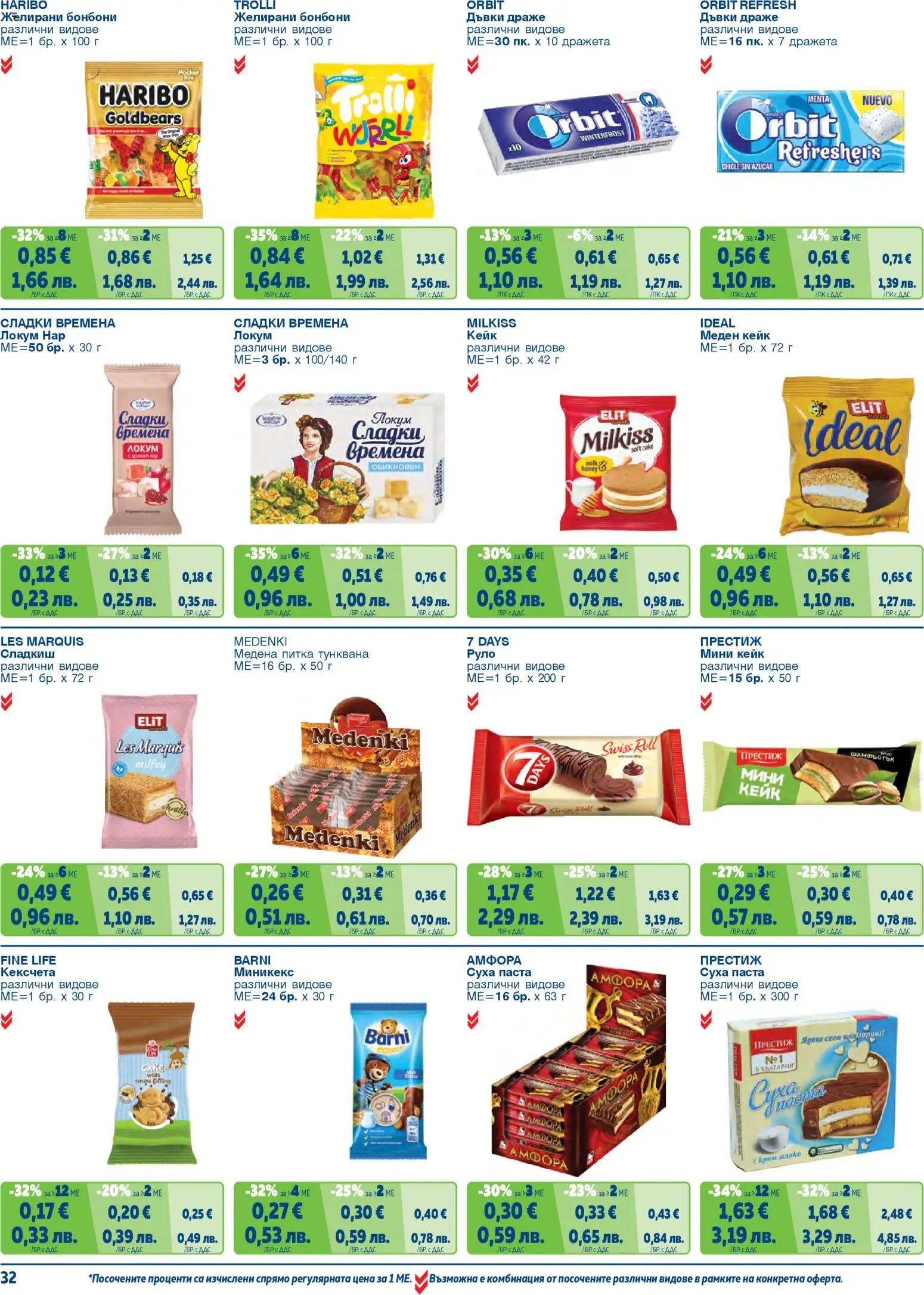 {H1} | Страница: 32 | Продукти: Бонбони, Паста, Руло, Желирани бонбони