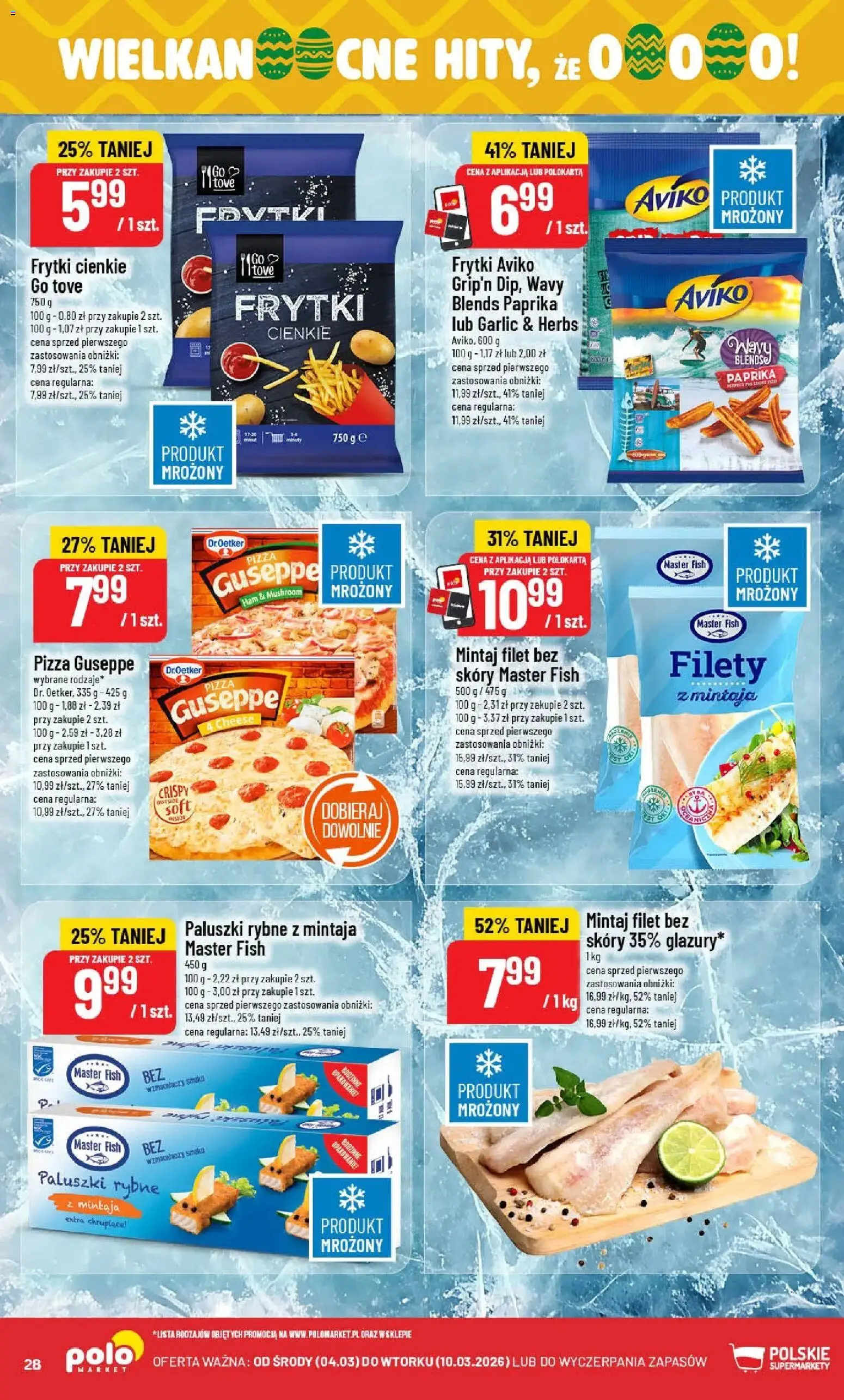 POLOmarket gazetka od 04.03.2026 | Strona: 28 | Produkty: Paluszki rybne, Paluszki, Pizza, Frytki