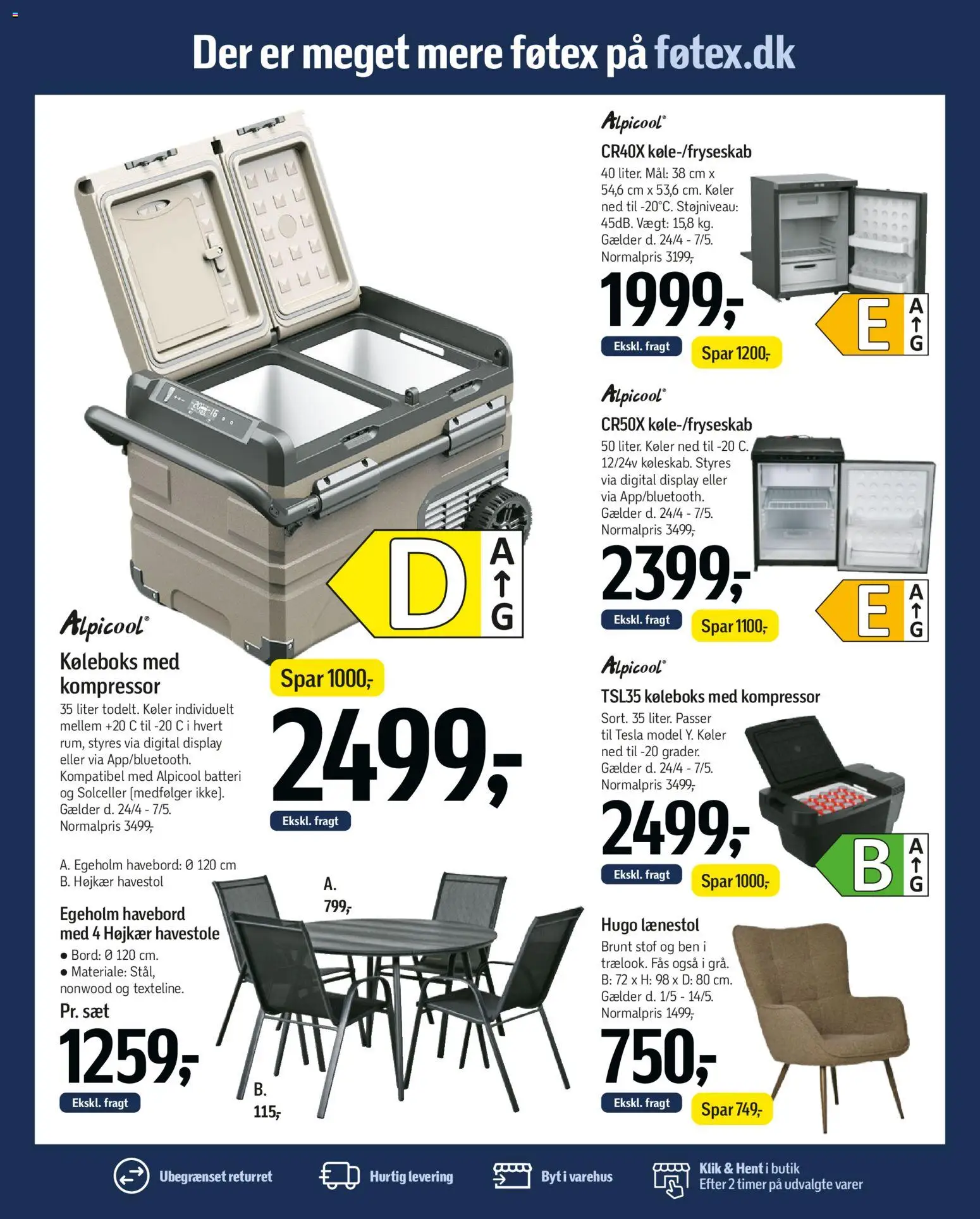 Føtex tilbudsavis – gyldig fra 01.05.2026 | Side: 69 | Produkter: Lænestol, Havestole, Stof, Batteri