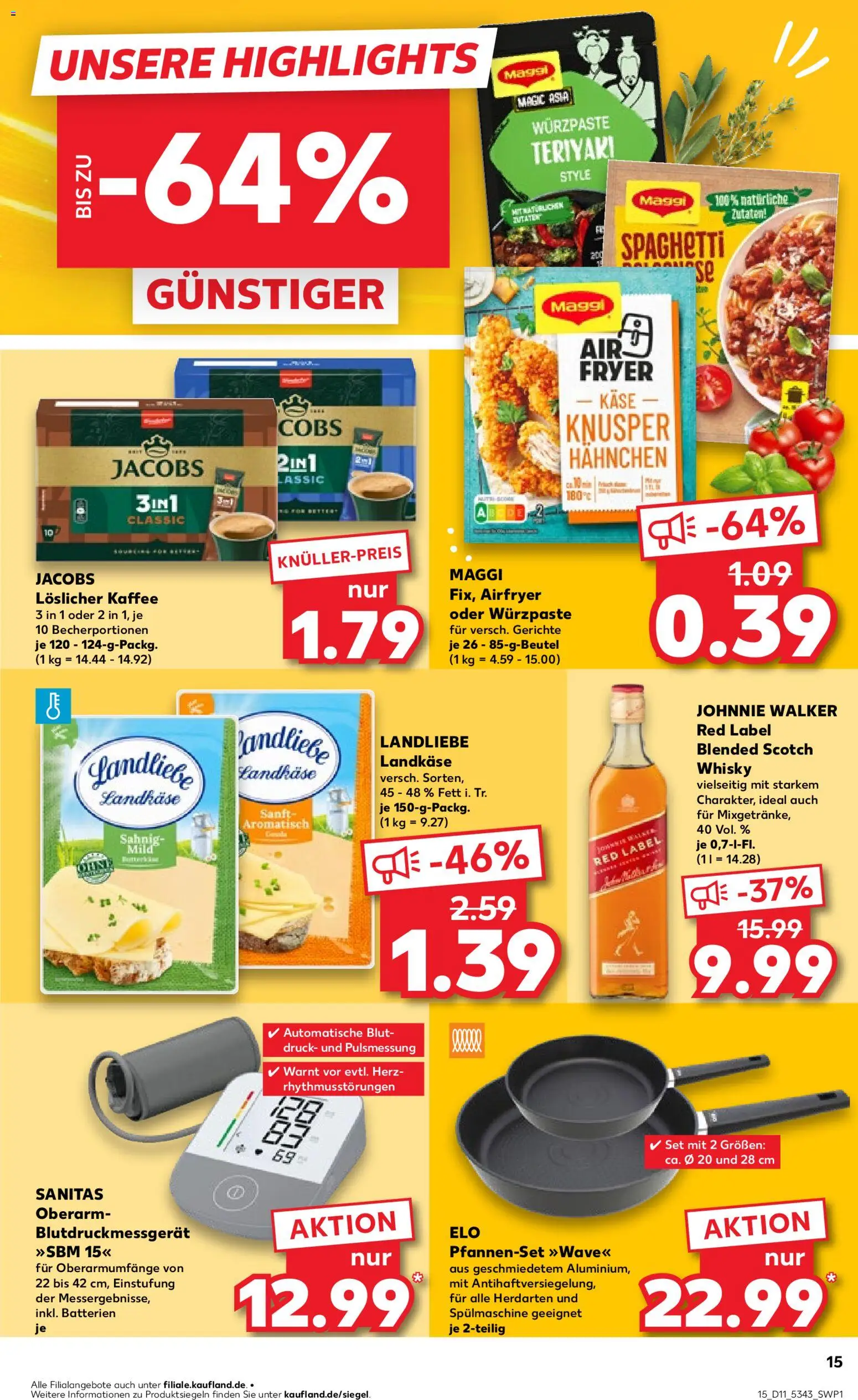 Kaufland Německo leták od 12.03.2026 | Strana: 15 | Produkty: Whisky, Red Label, Jacobs, Airfryer