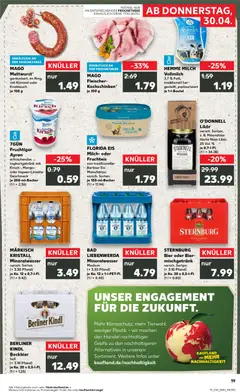 BERLINER KINDL Bockbier, hell (+ 3.10 Pfand) je Ka. 20 x 0,5-I-FI. ab 30.04.2026 gültig | Seite: 19