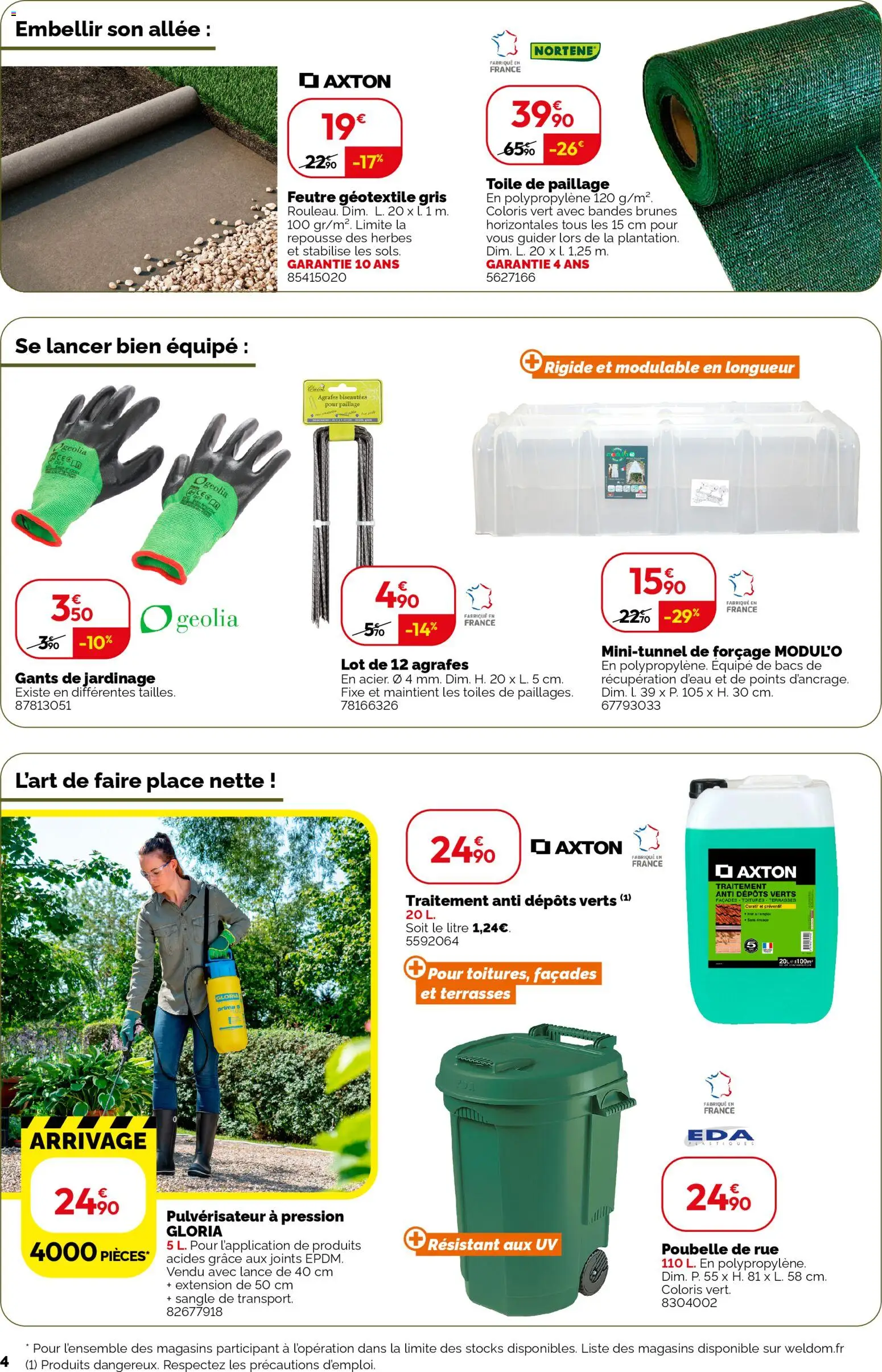 {H1} | Page: 4 | Produits: Poubelle, Toile de paillage, Géotextile, Gants