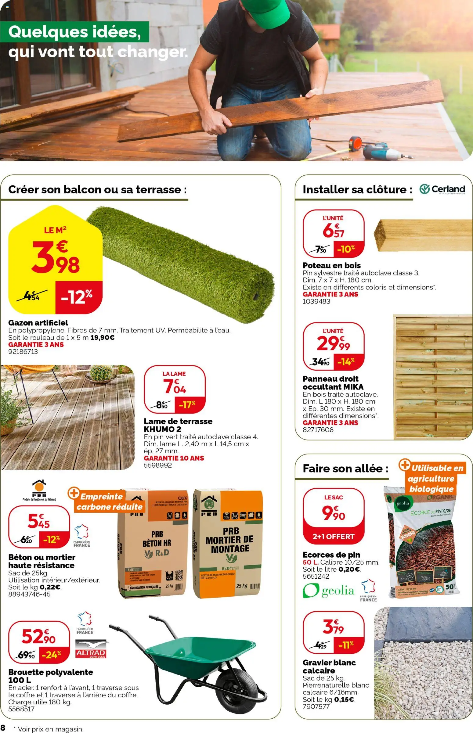 {H1} | Page: 8 | Produits: Sac, Mortier, Gravier, Clôture