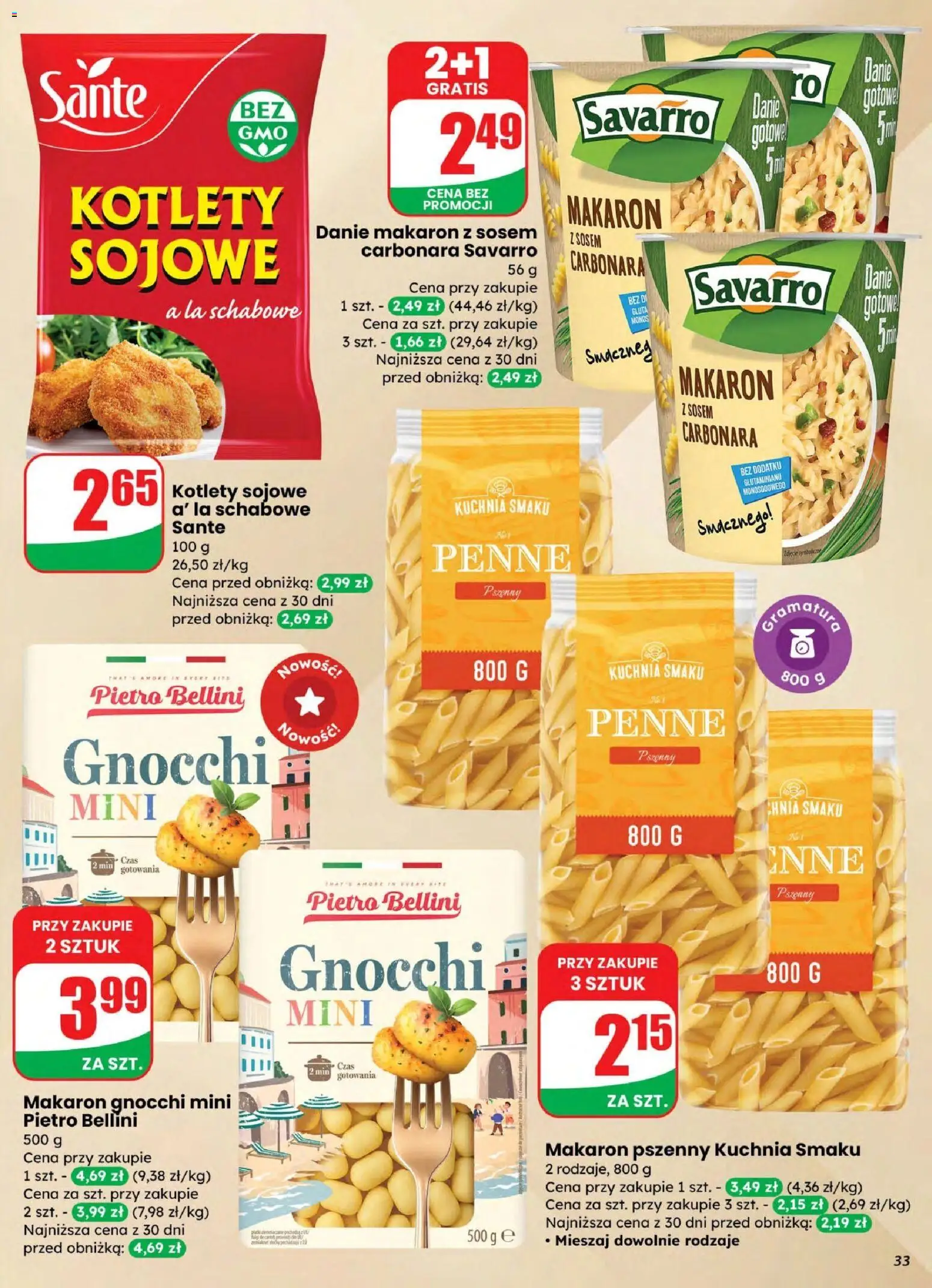 Dino gazetka od 04.03.2026 | Strona: 33 | Produkty: Carbonara, Penne, Gnocchi, Kotlety