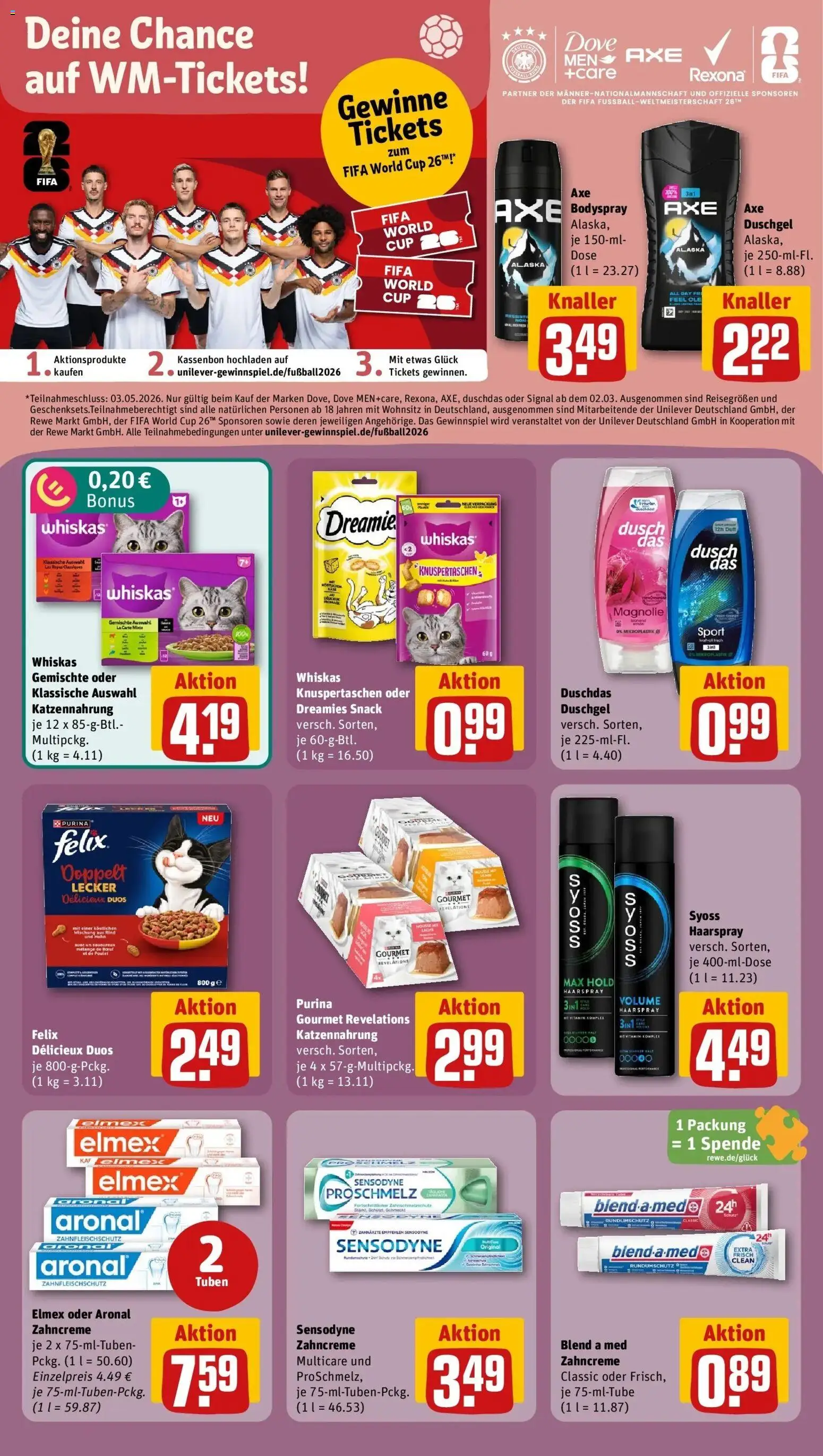 Rewe Prospekt Dortmund	 – gültig ab 12.04.2026 | Seite: 25 | Produkte: Haarspray, Duschgel, Axe, Whiskas
