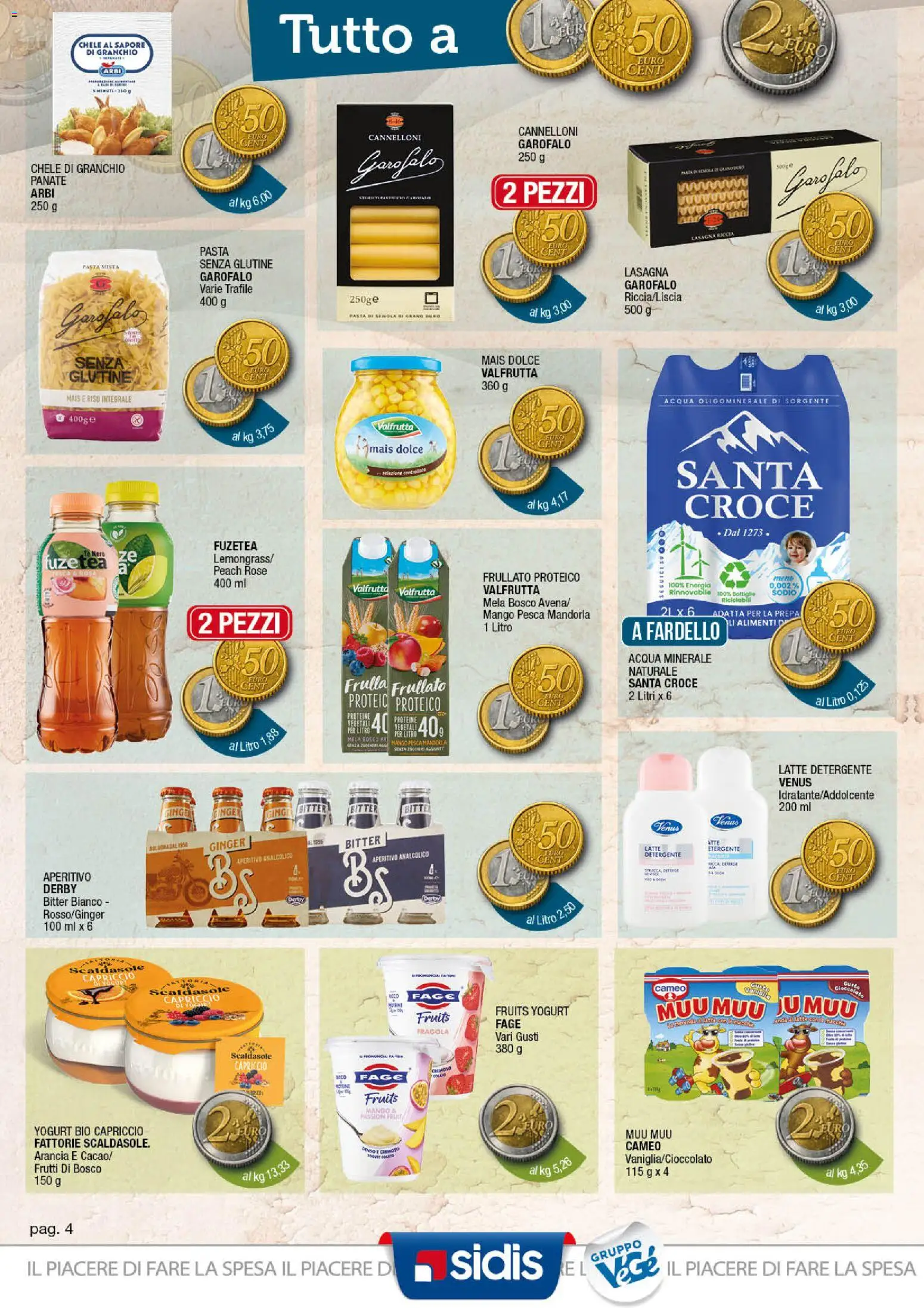 Volantino Sidis del 07.04.2026 | Pagina: 4 | Prodotti: Acqua, Mango, Lasagna, Mais