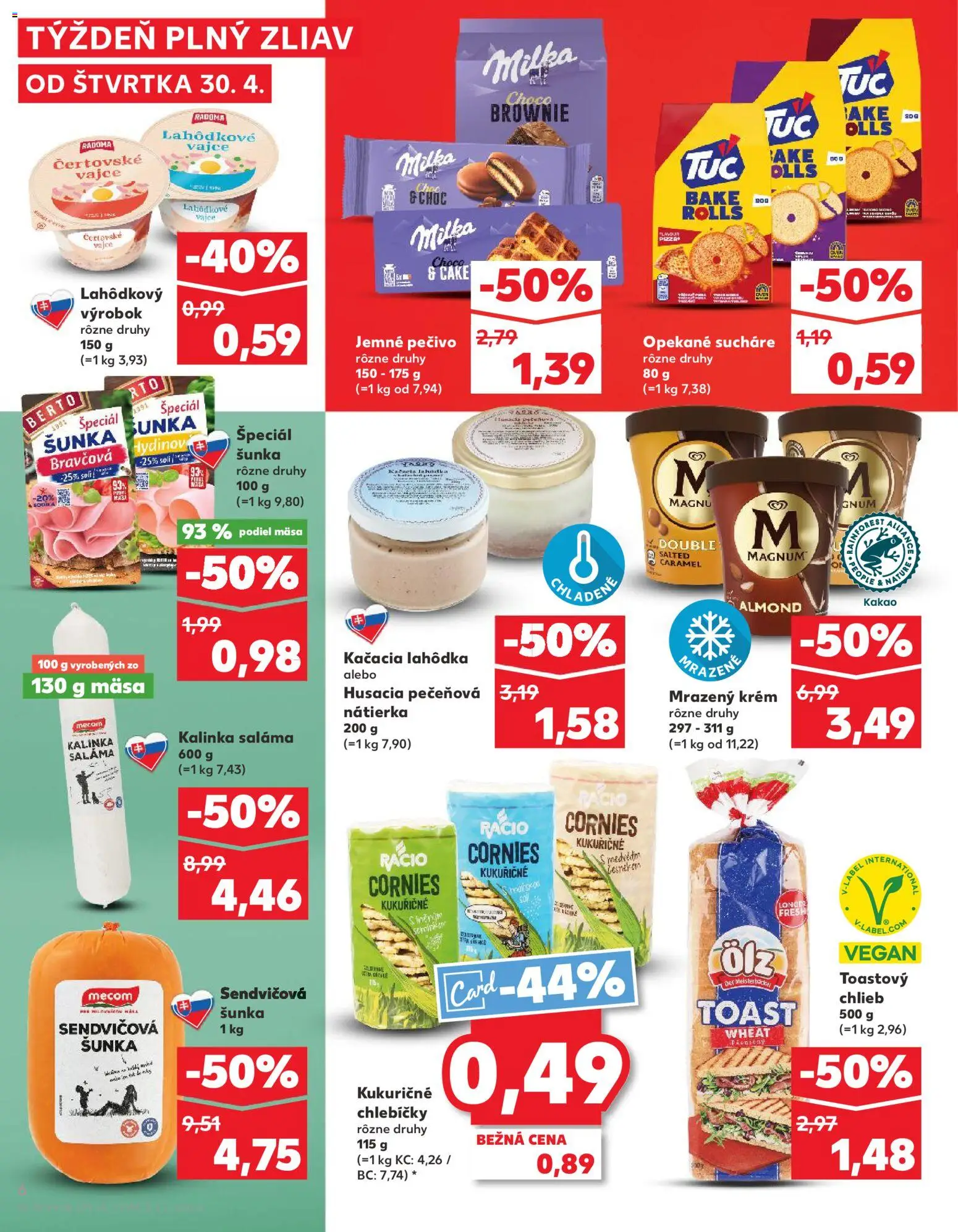 Nové Kaufland akcie – leták je platný od 30.04.2026 | Strana: 6 | Produkty: Chlieb, Saláma, Magnum, Krém