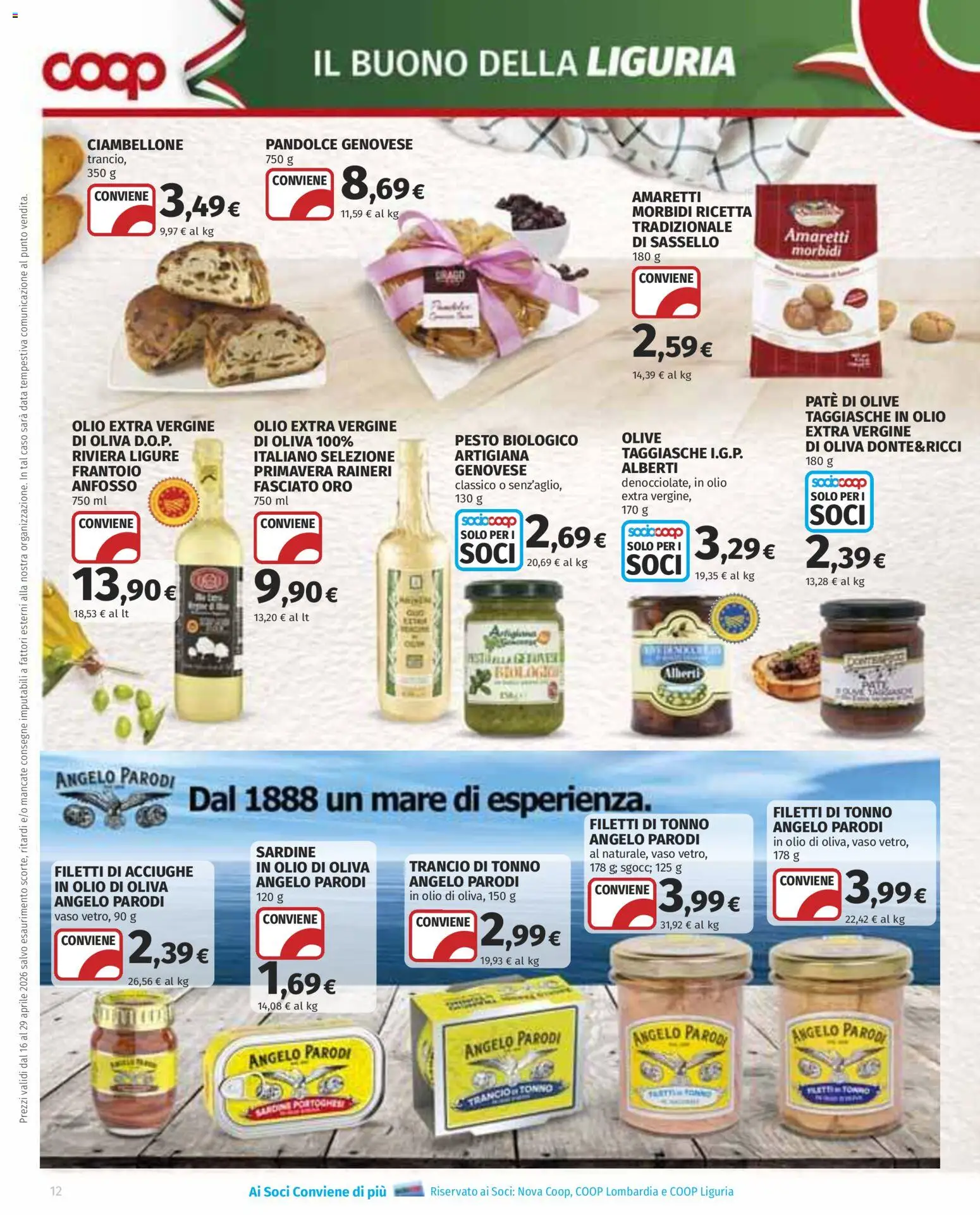 Volantino COOP del 16.04.2026 | Pagina: 12 | Prodotti: Olive, Tonno, Vaso, Olio di Oliva