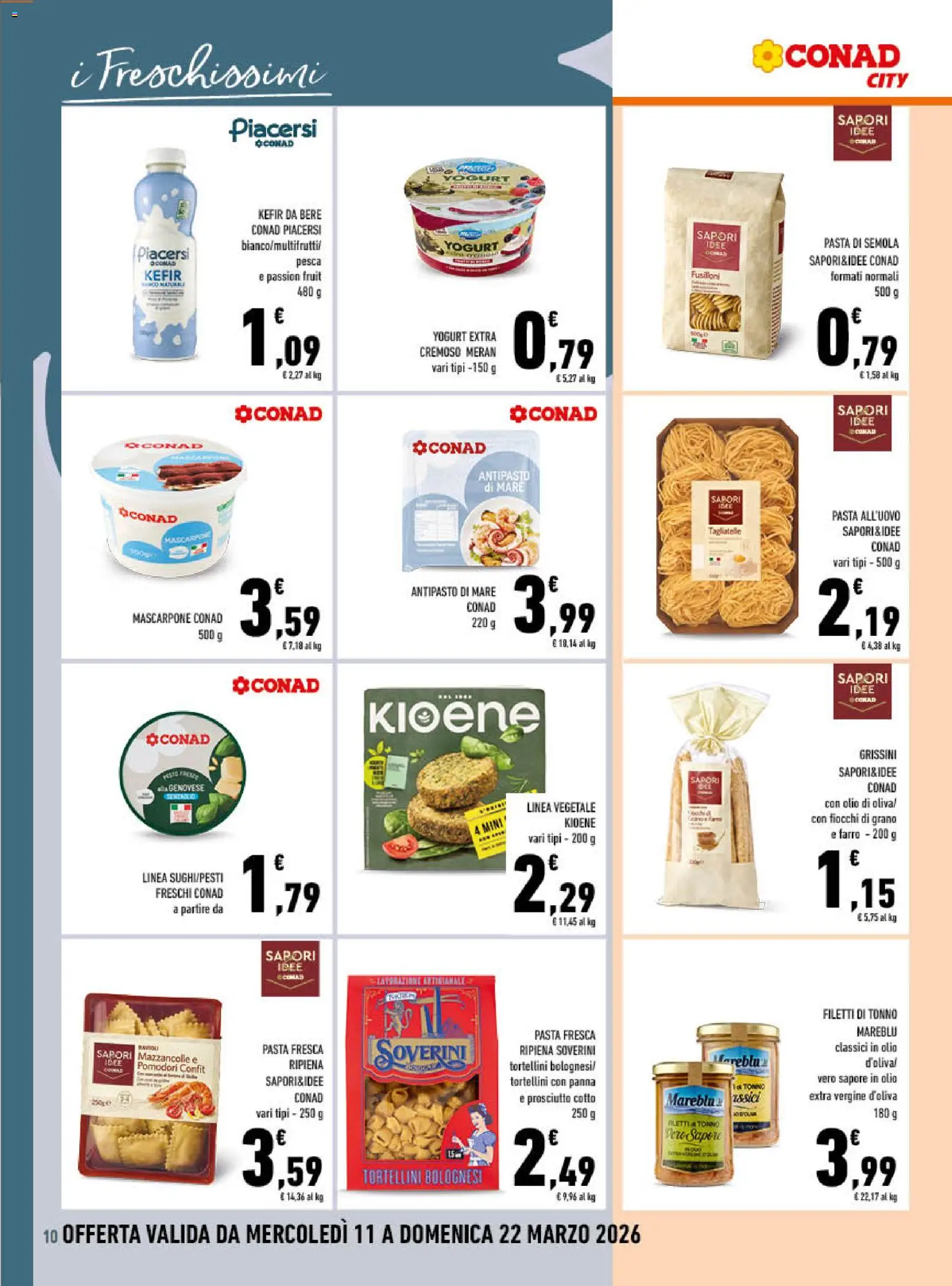 Volantino Conad del 11.03.2026 | Pagina: 10 | Prodotti: Yogurt, Tonno, Mascarpone, Farro