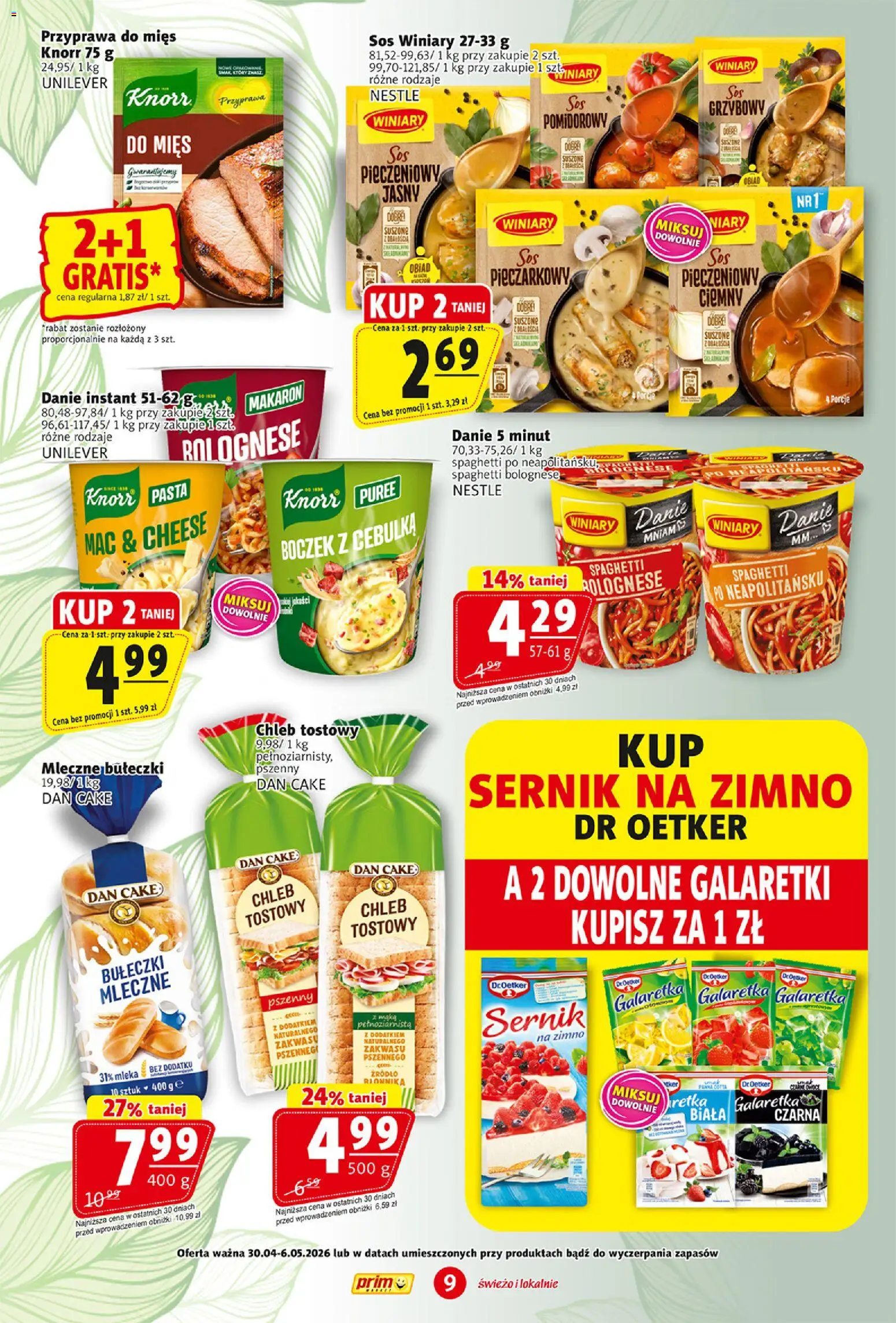 Prim Market gazetka od 30.04.2026 | Strona: 9 | Produkty: Galaretki, Galaretka, Chleb tostowy, Sos