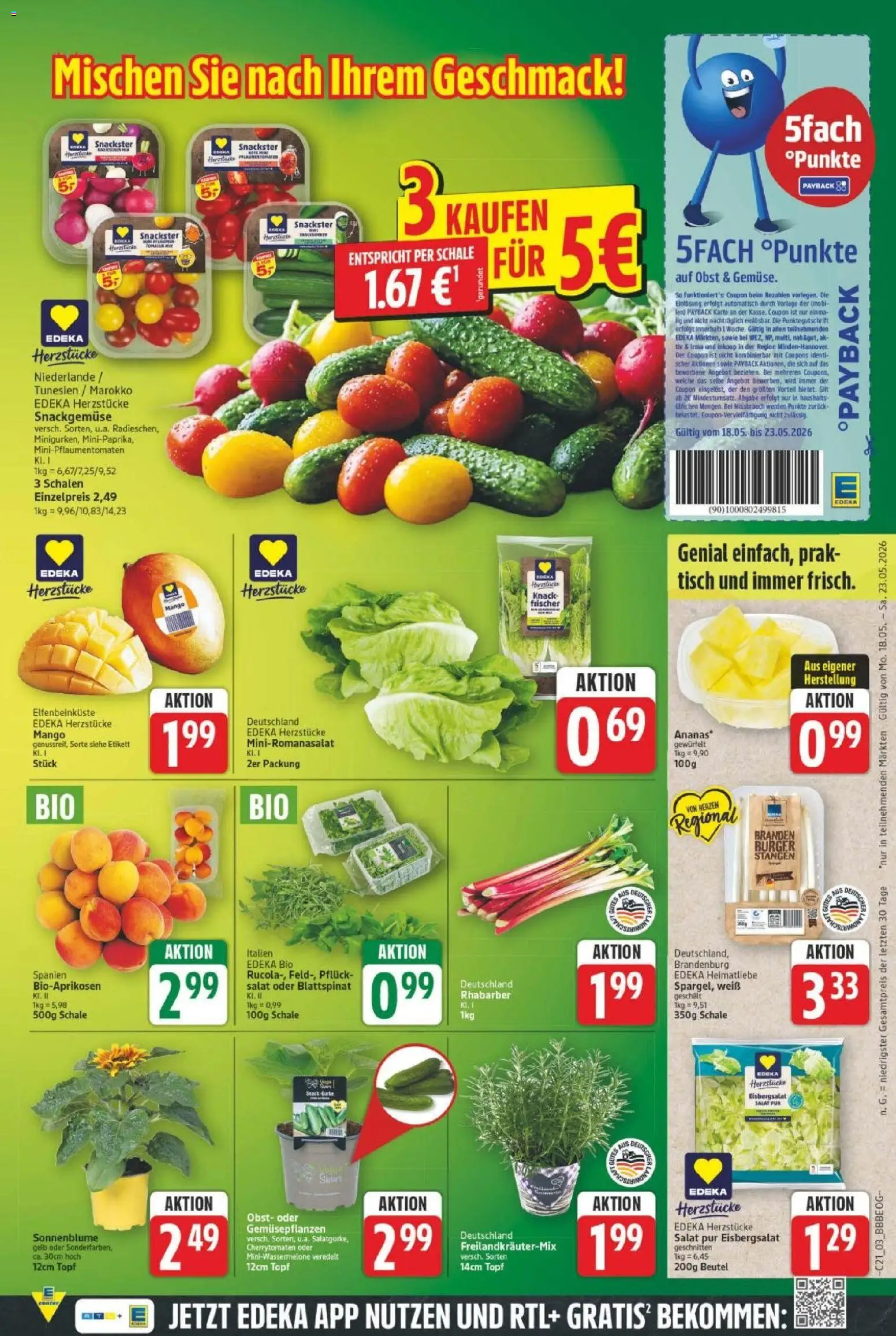 E center Prospekt 	 – gültig ab 18.05.2026 | Seite: 5 | Produkte: Burger, Eisbergsalat, Obst, Salat