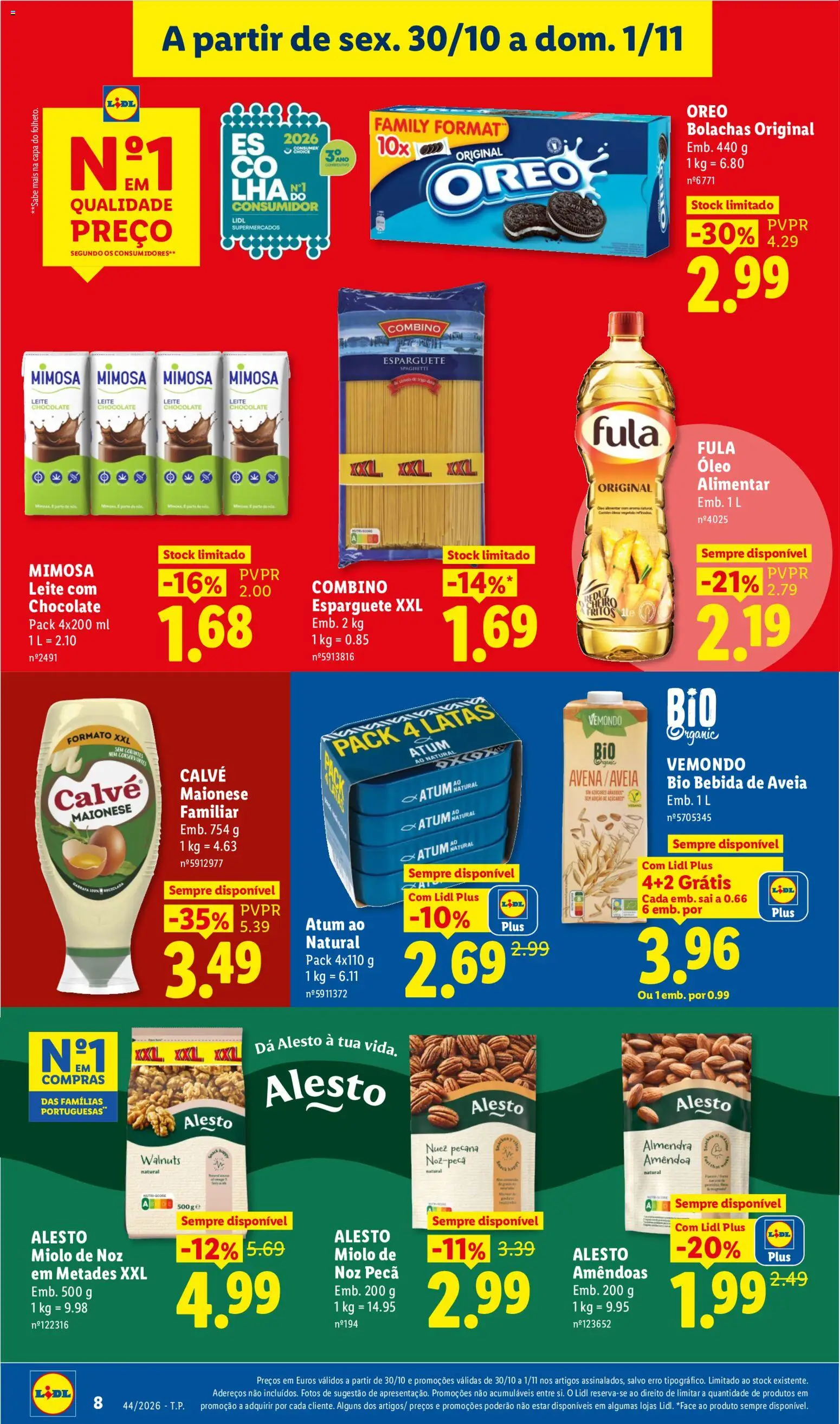 Lidl Promoções Fim de Semana │ válido de 30/10/2026 | Página: 8 | Produtos: Amêndoas, Esparguete, Oreo, Bebida