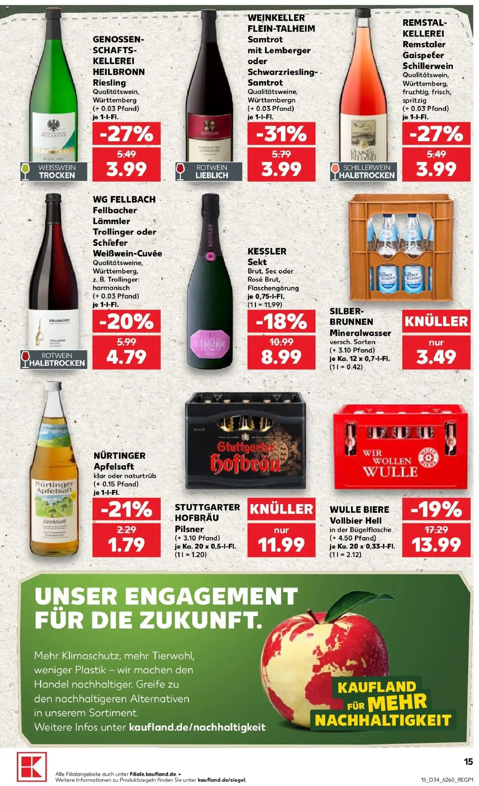 Prospekt Kaufland ab 20.08.2026 » Angebote Online zum Blättern | Seite: 15 | Produkte: Weißwein, Rotwein, Sekt, Mineralwasser