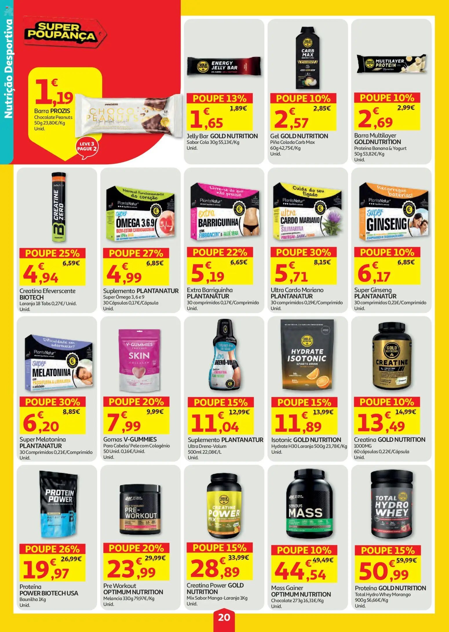 Auchan folheto │ válido de 23/07/2026 | Página: 20 | Produtos: Banana, Creatina, Chocolate, Proteina